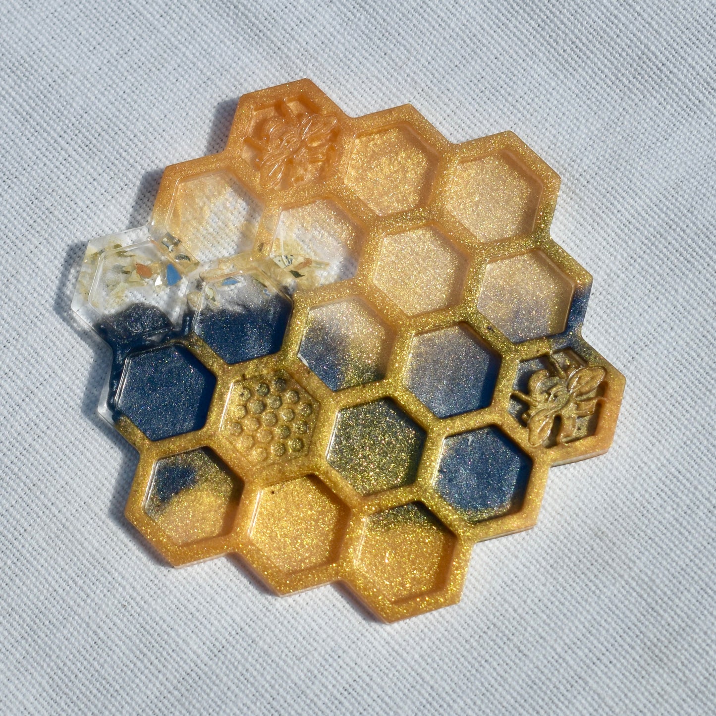 Honeycomb Coasters with Holder • Honey Bee Resin Coasters • Bumble Bee Coaster Set Bee Lover Gift 🐝