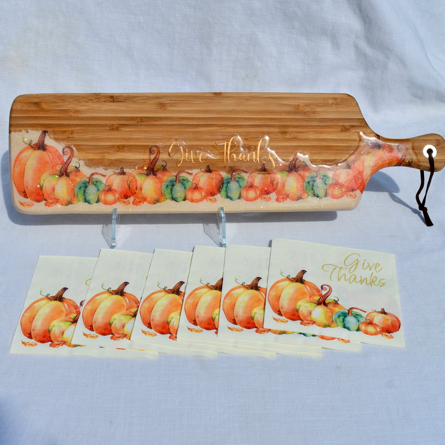 Pumpkin “Give Thanks” Bread Board • Pumpkin Vibe Charcuterie Board