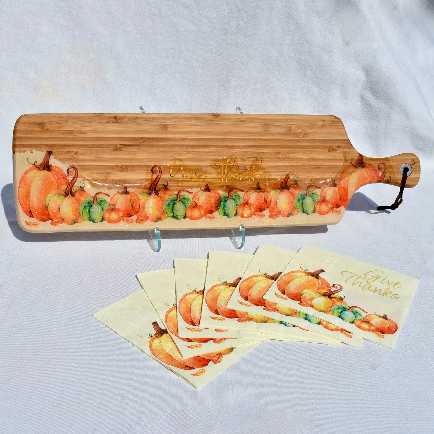 Pumpkin “Give Thanks” Bread Board • Pumpkin Vibe Charcuterie Board