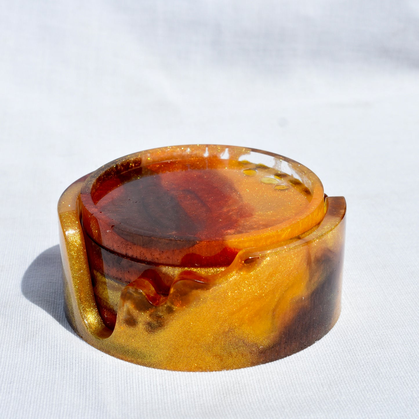 Fall Coasters with Fancy Holder ๐ Autumn Coasters with Wavy Holder