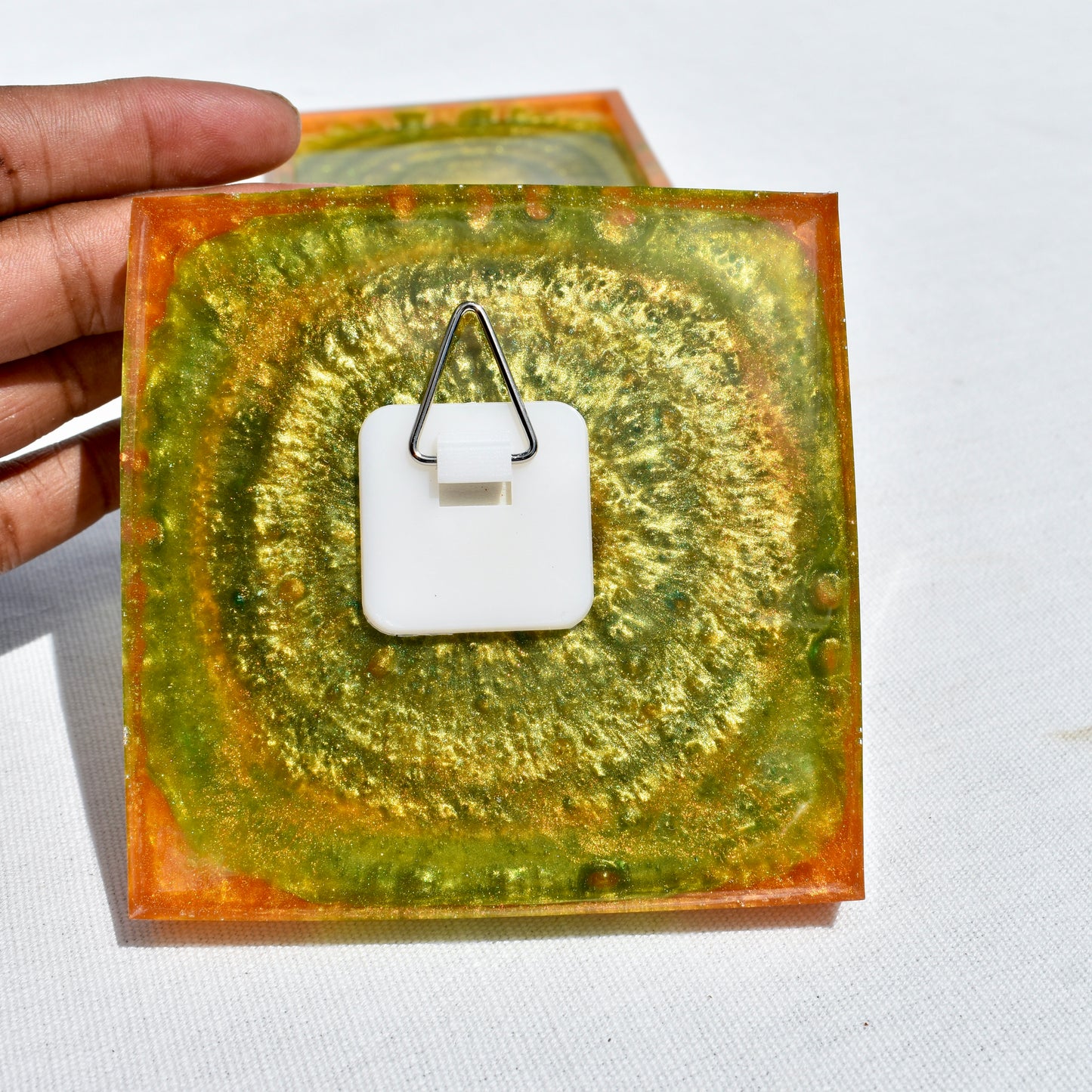 Green & Gold Fall Themed Coaster Set • Autumn Vibes Square Coasters • Thanksgiving Coaster Set
