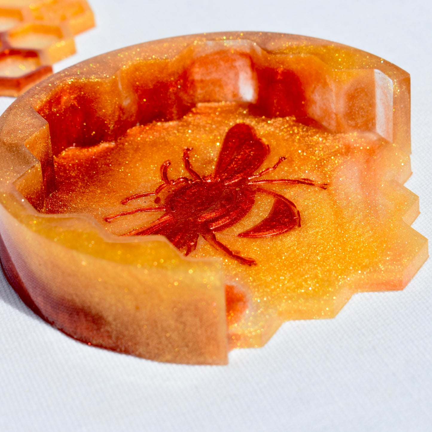 Honeycomb Coasters with Holder • Honey Bee Resin Coasters • Bumble Bee Coaster Set Bee Lover Gift 🐝