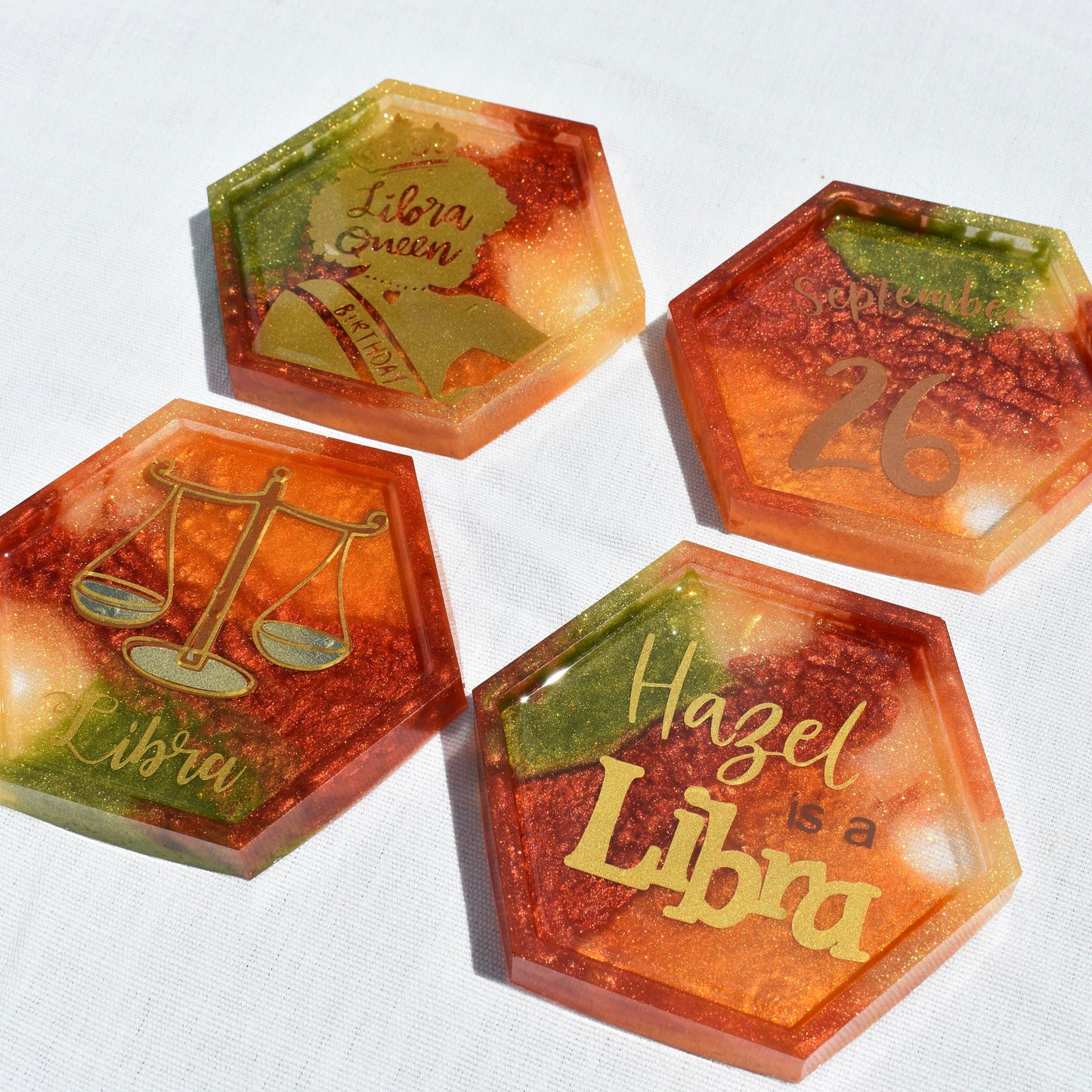Libra Birthday Coasters • September Birthday Coasters • Personalized Birthday Coasters
