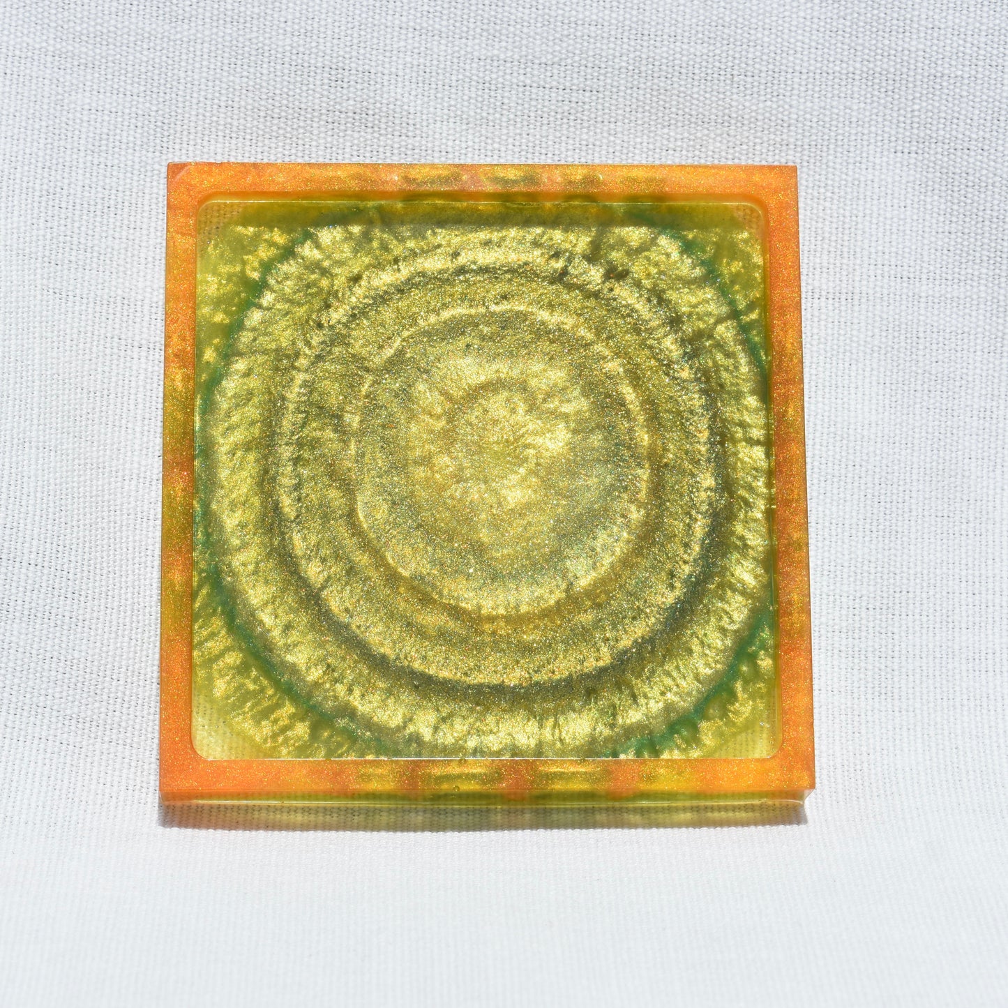 Green & Gold Fall Themed Coaster Set • Autumn Vibes Square Coasters • Thanksgiving Coaster Set