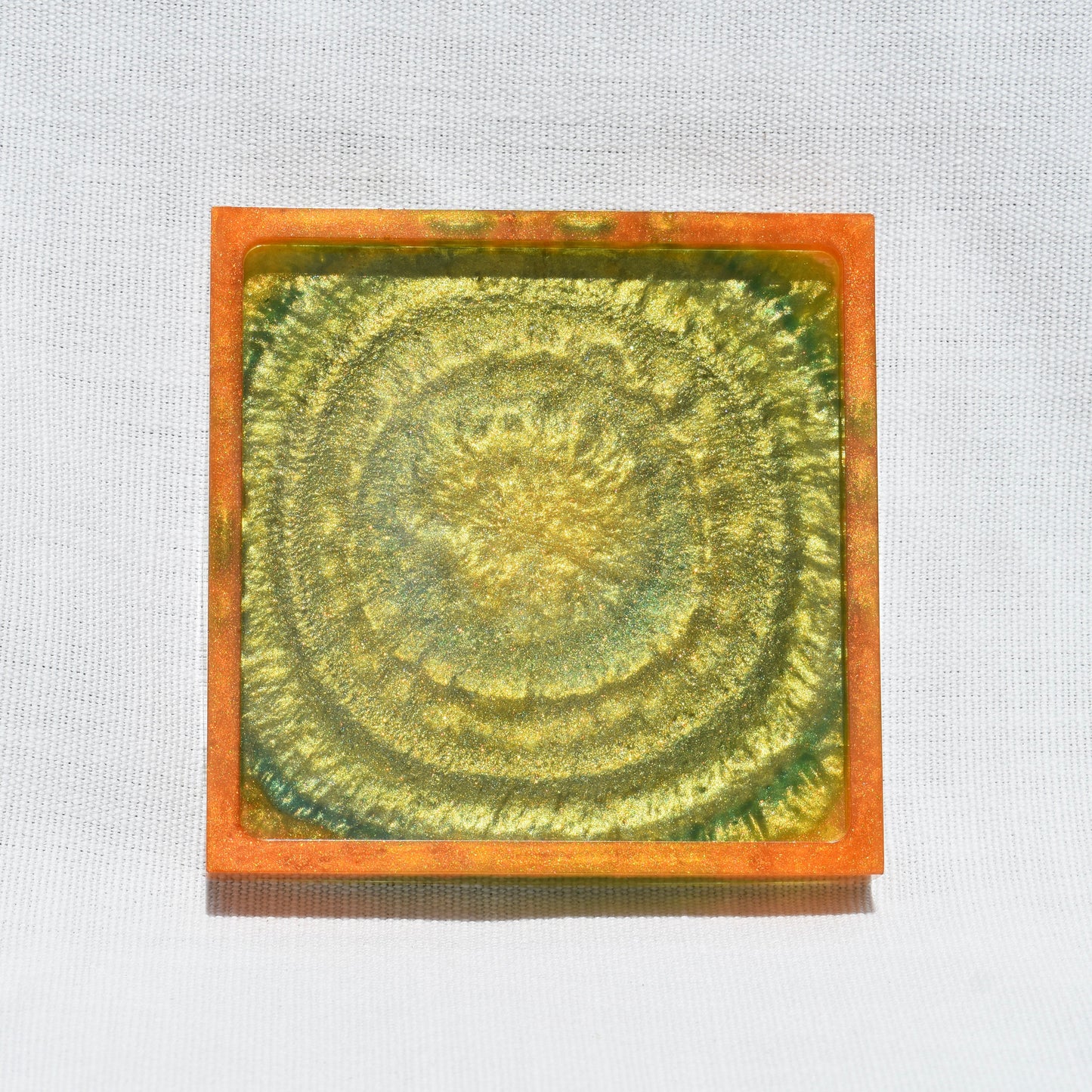 Green & Gold Fall Themed Coaster Set • Autumn Vibes Square Coasters • Thanksgiving Coaster Set