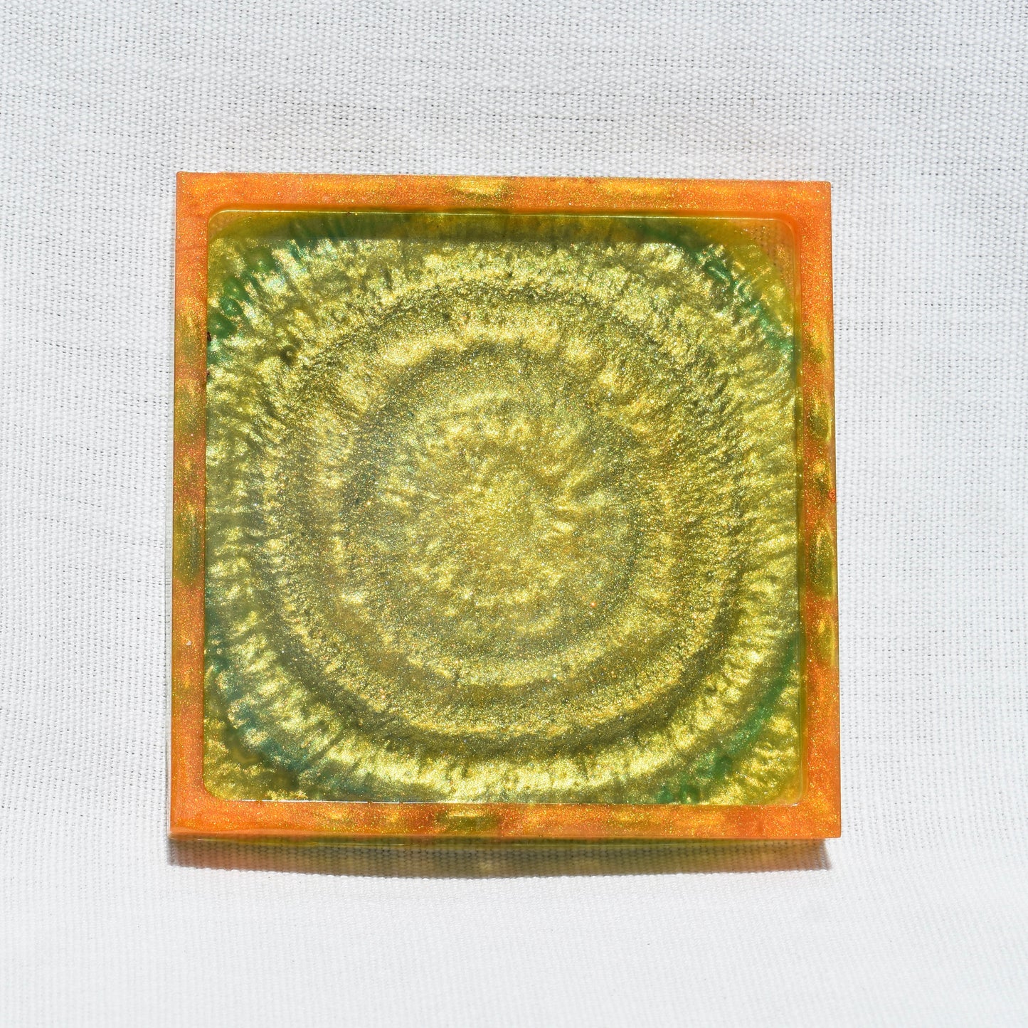 Green & Gold Fall Themed Coaster Set • Autumn Vibes Square Coasters • Thanksgiving Coaster Set