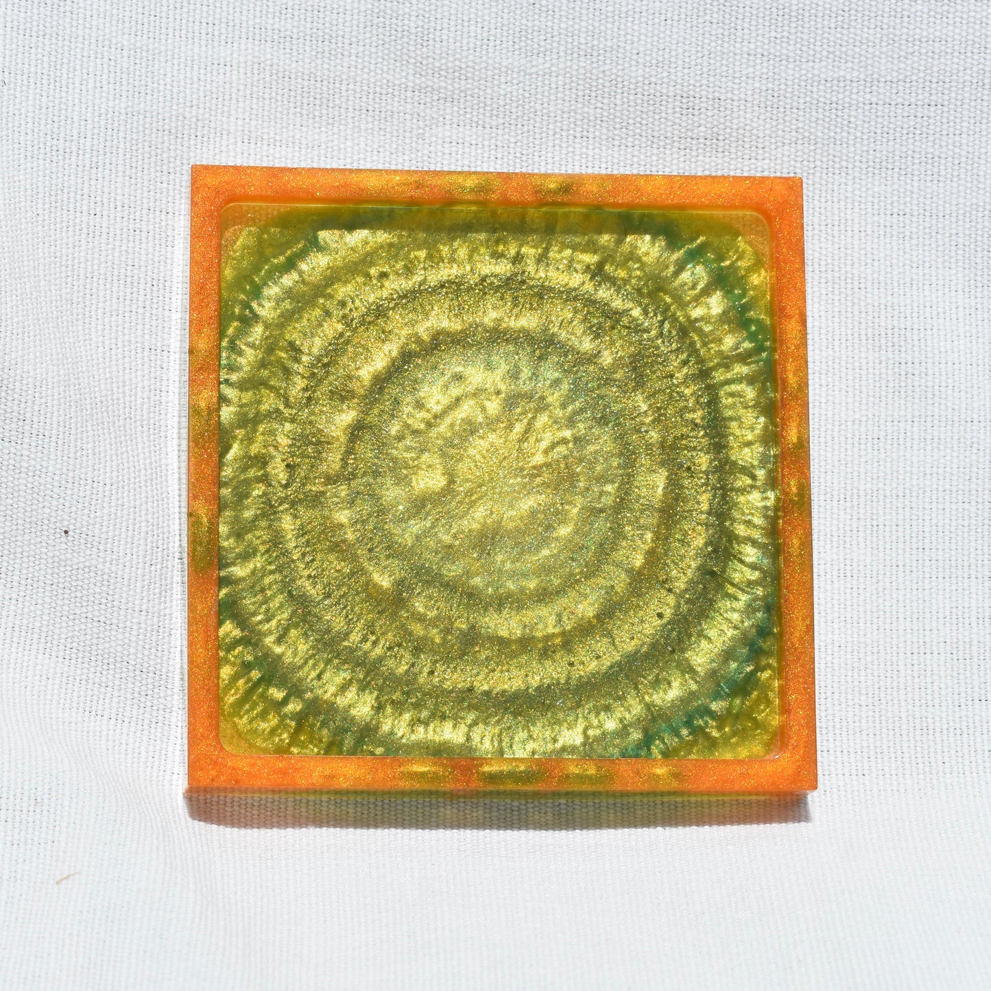 Green & Gold Fall Themed Coaster Set • Autumn Vibes Square Coasters • Thanksgiving Coaster Set