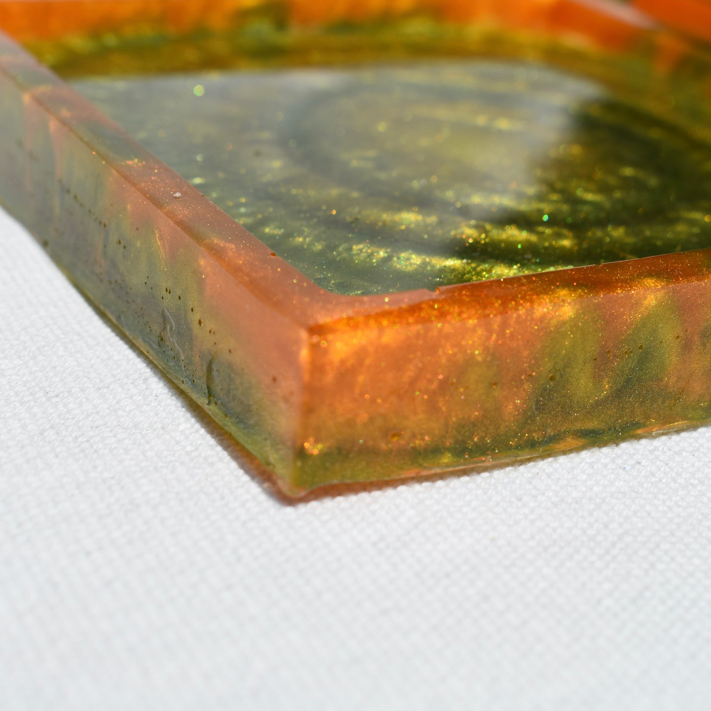 Green & Gold Fall Themed Coaster Set • Autumn Vibes Square Coasters • Thanksgiving Coaster Set