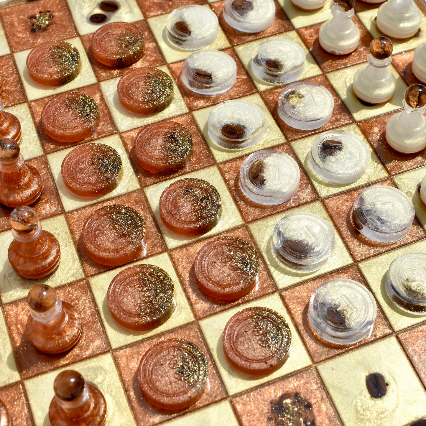 Coffee Bean Chess/Checkers Set ☕️ Coffee Lover Chess/Checkers Set