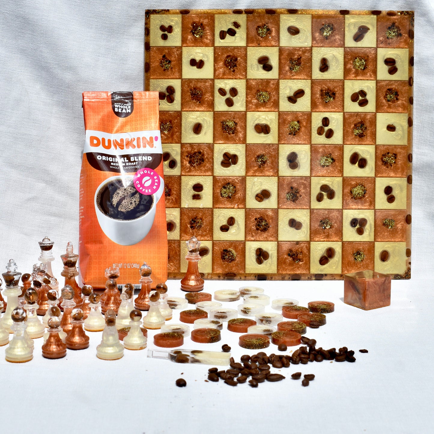 Coffee Bean Chess/Checkers Set ☕️ Coffee Lover Chess/Checkers Set