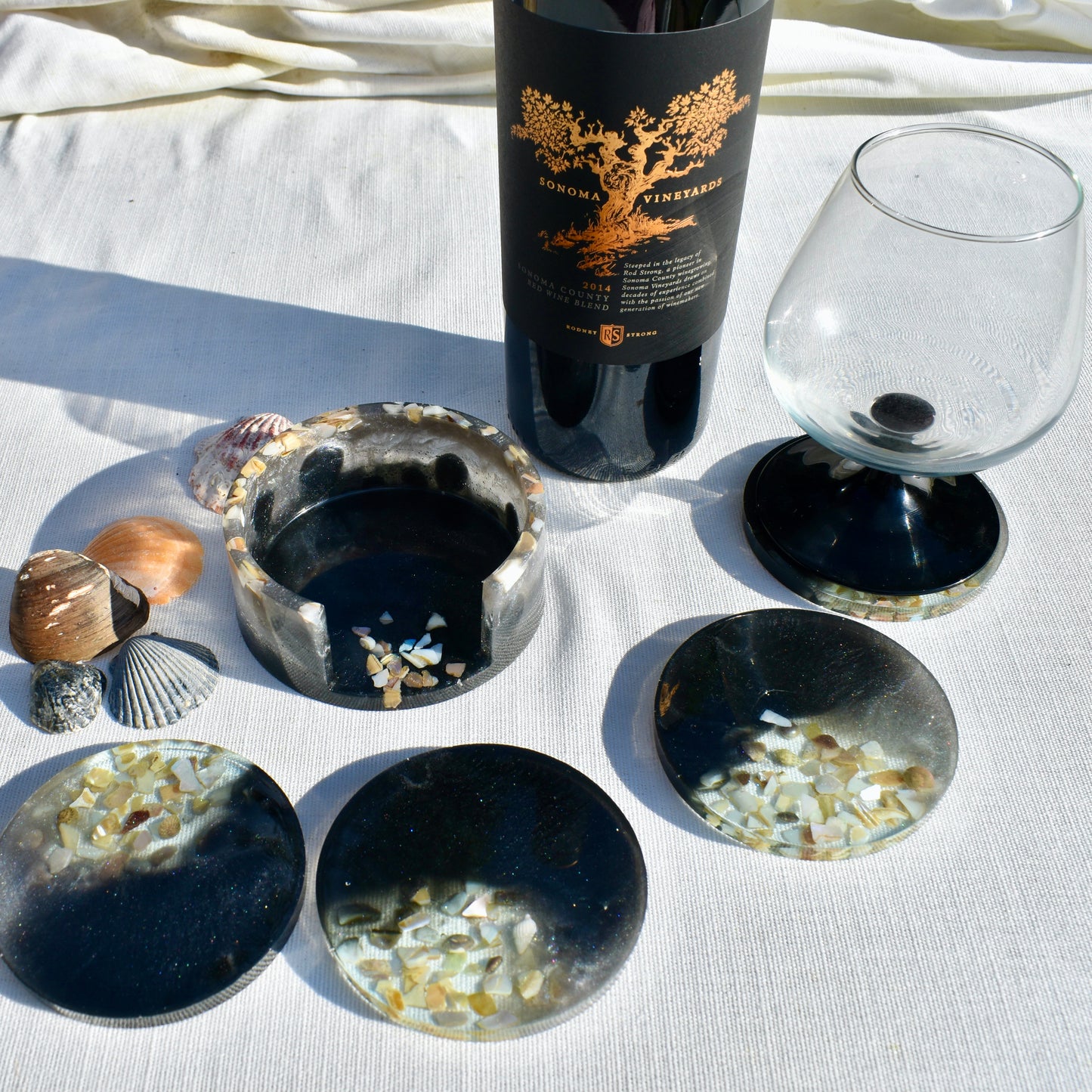 Seashell Coasters with Holder (Assorted Colors)