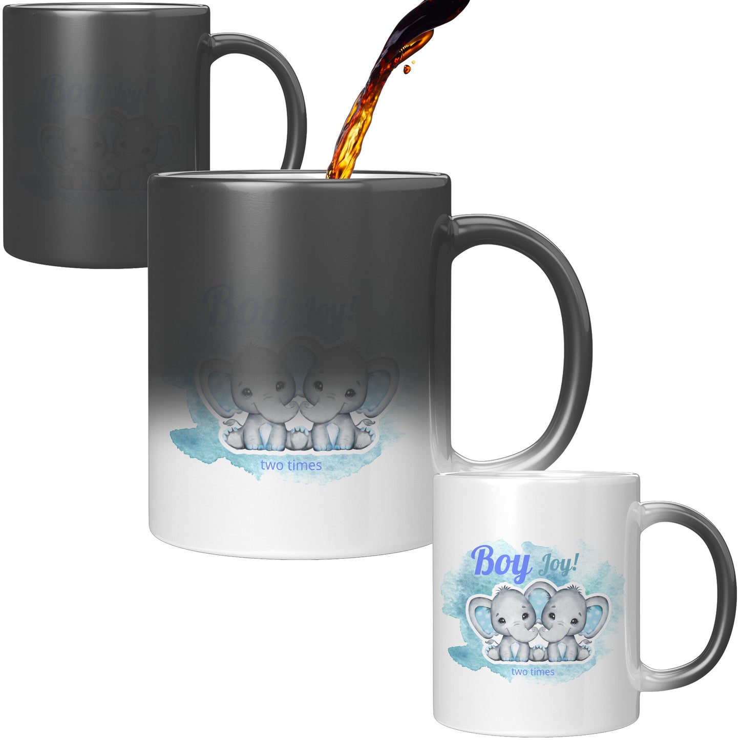 Twin Boys “Magic” Gender Reveal Mug • Boy Joy 2x Coffee Mug • Twin Pregnancy Announcement Mug