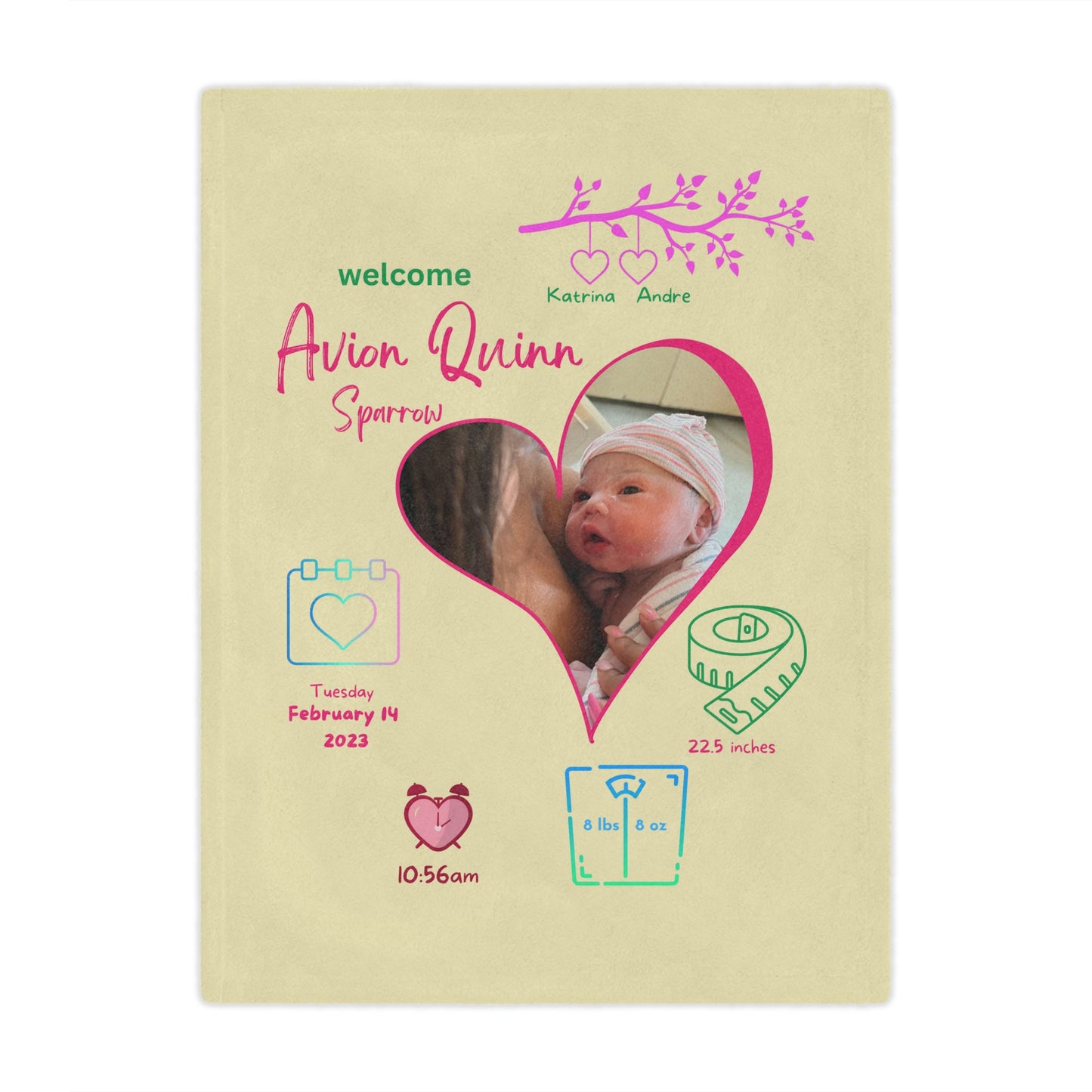 Personalized Birth Announcement Minky Blanket • Personalized Newborn Baby Minky Blanket