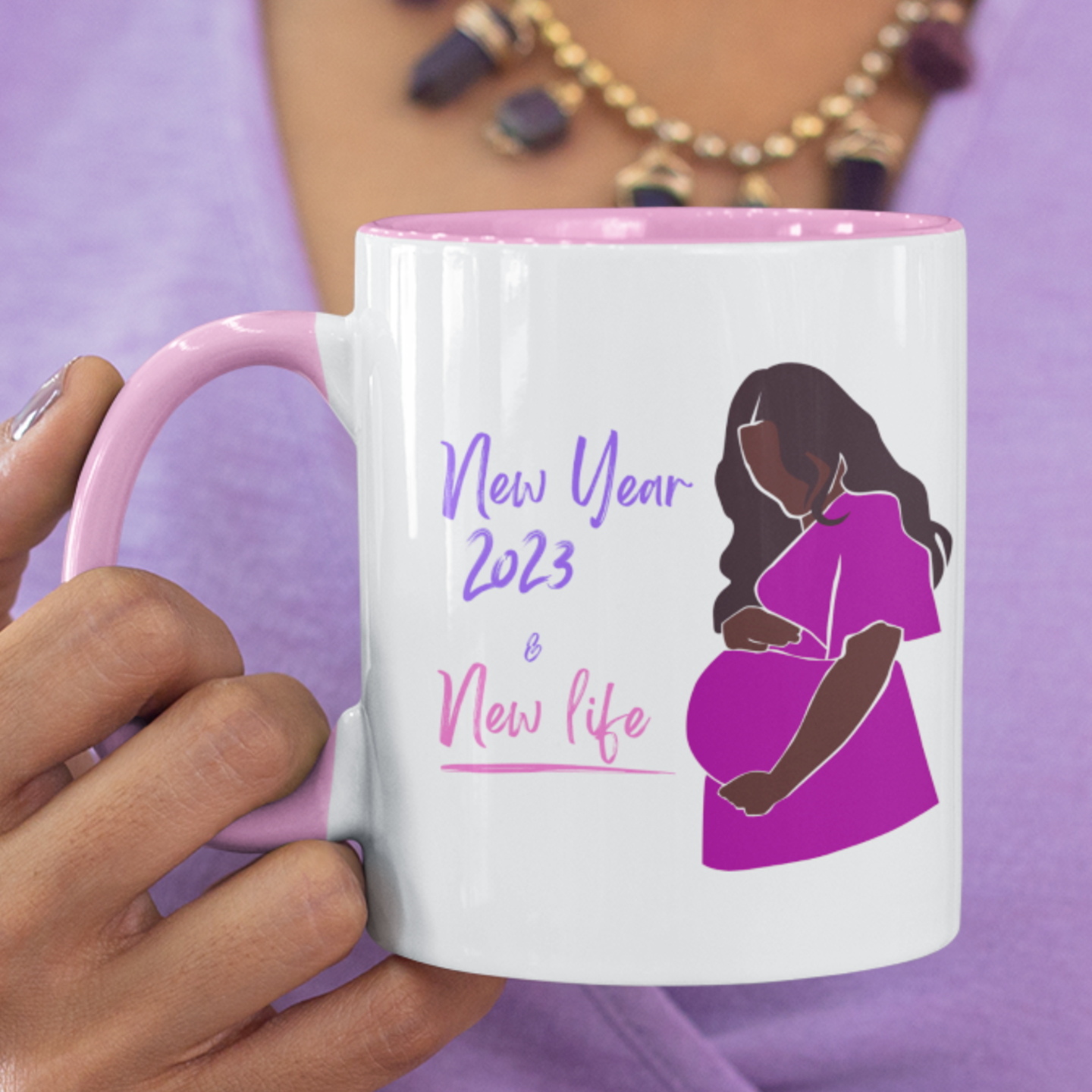 Magenta Pregnancy Mug • 2023 New Year & New Life • 2023 Pregnancy Announcement Coffee Mug