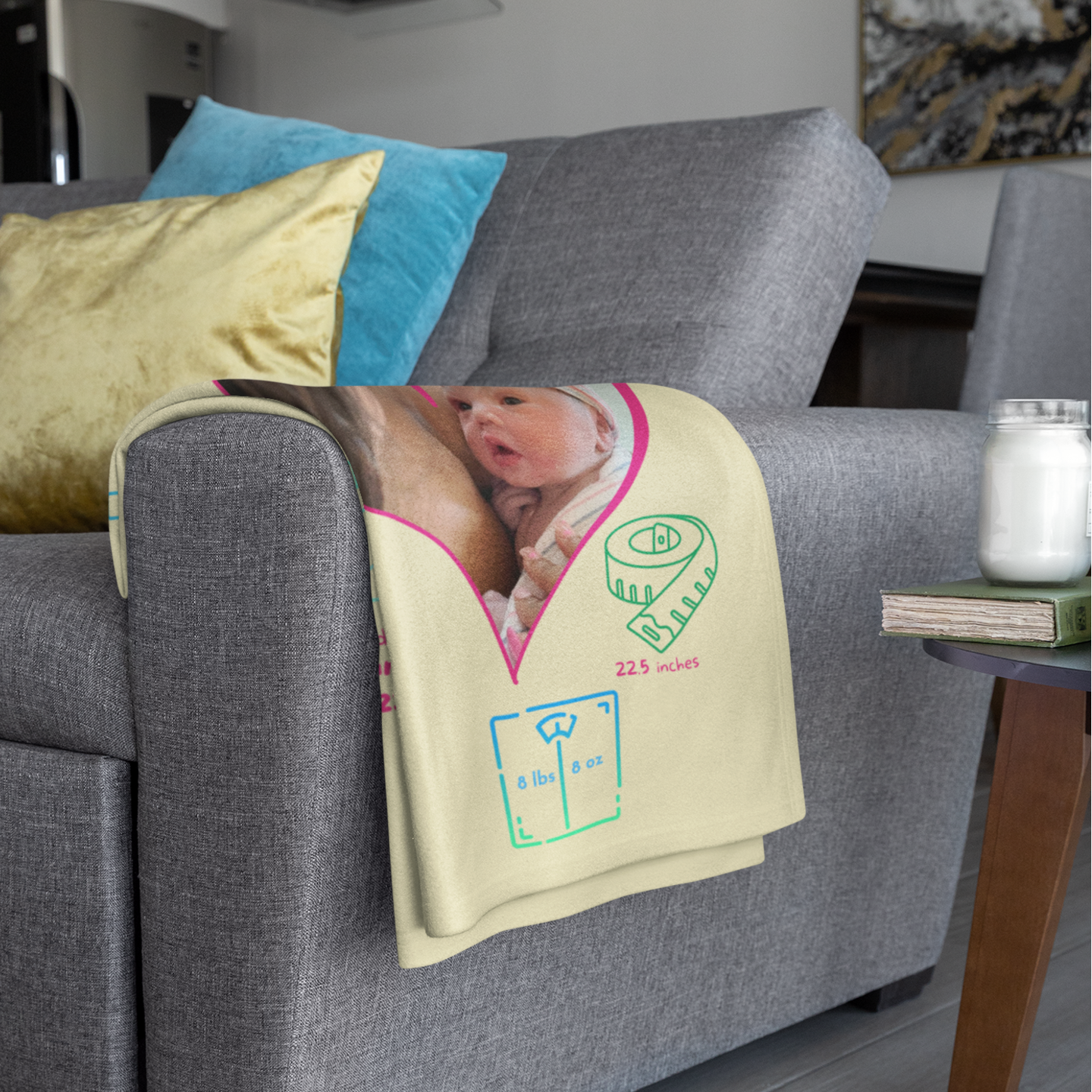 Personalized Birth Announcement Minky Blanket • Personalized Newborn Baby Minky Blanket