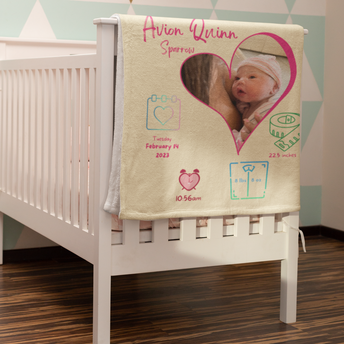 Personalized Birth Announcement Minky Blanket • Personalized Newborn Baby Minky Blanket