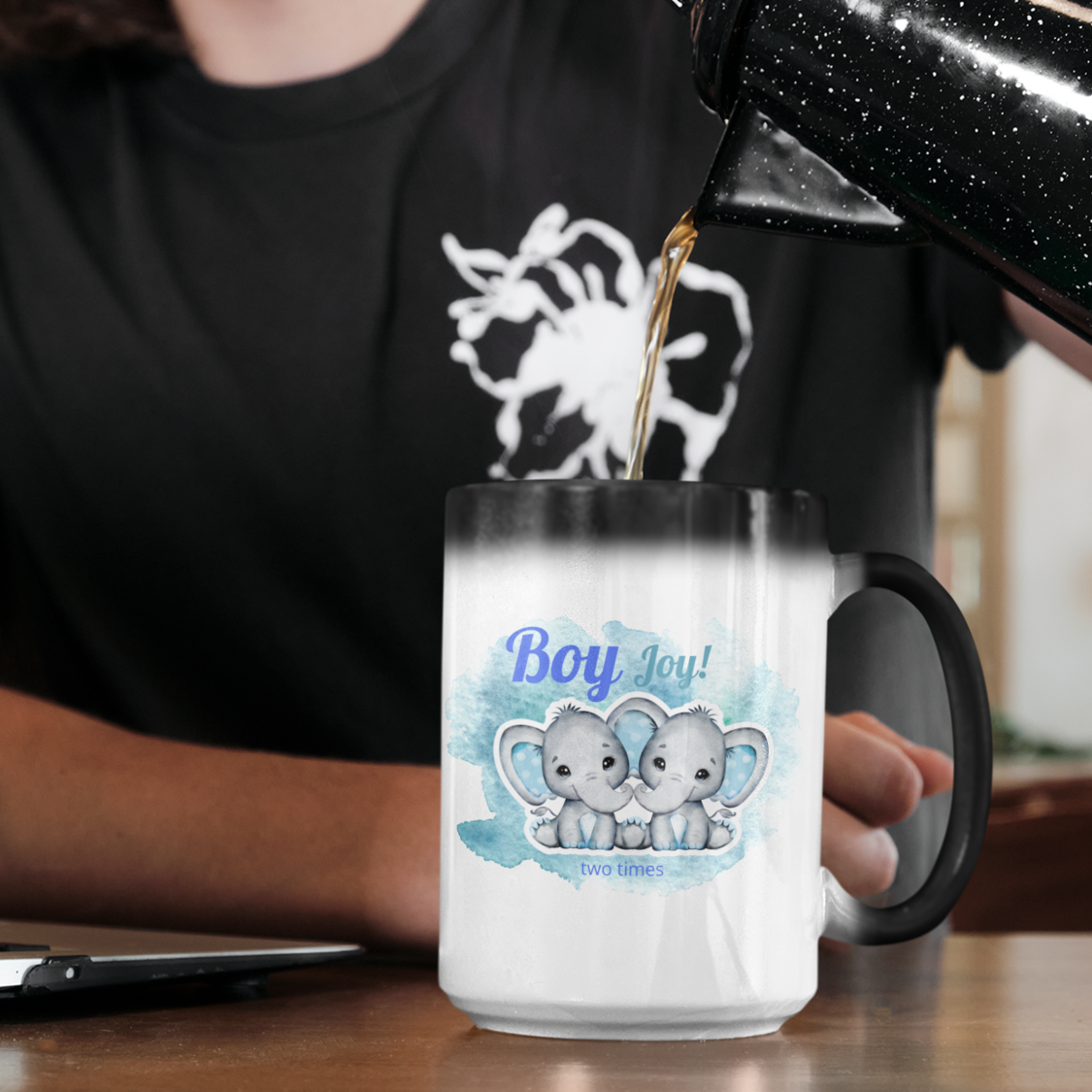 Twin Boys “Magic” Gender Reveal Mug • Boy Joy 2x Coffee Mug • Twin Pregnancy Announcement Mug