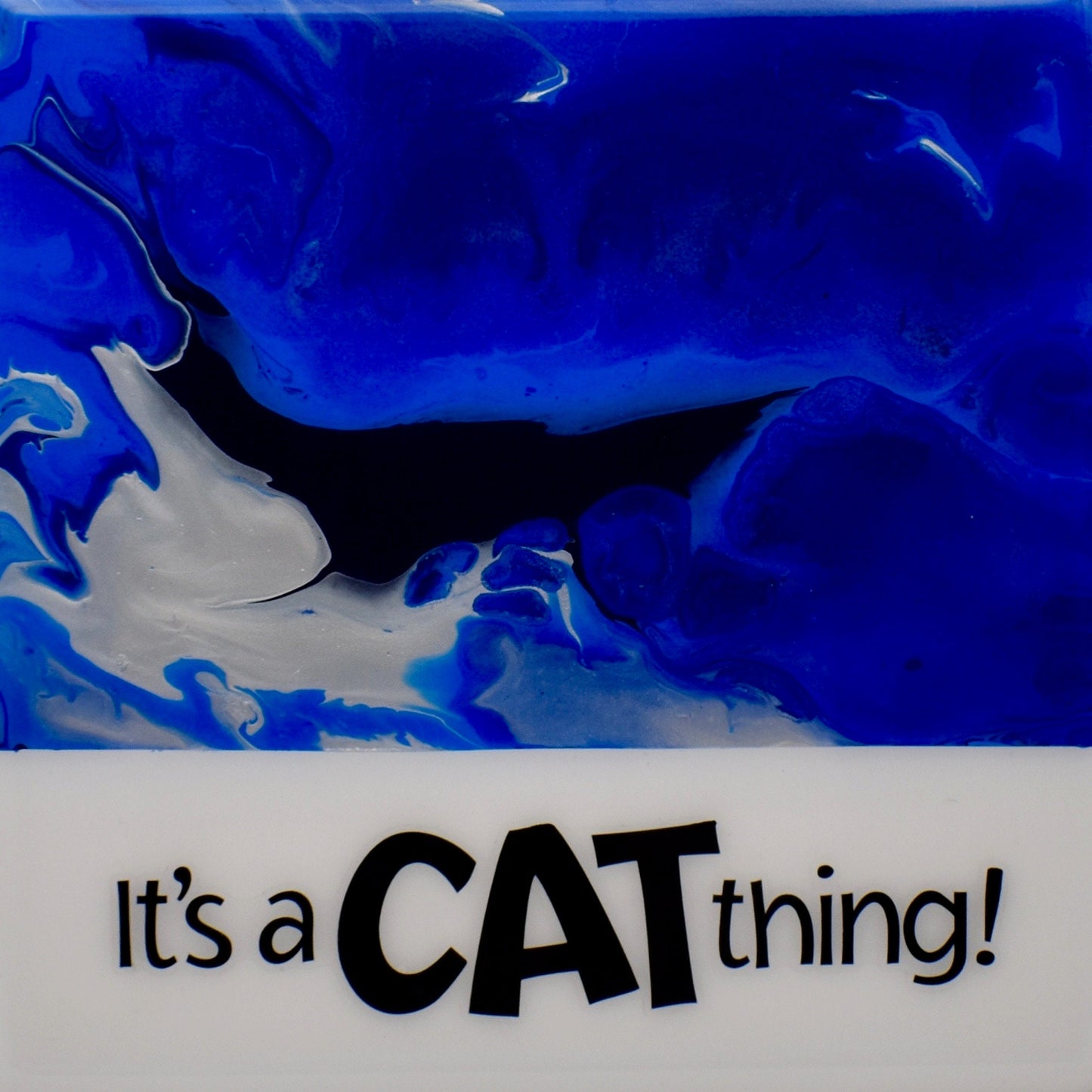Cat Lover Gift - Purrfect Cat Gift - Cat Lover Gift for Her - Blue Coasters - Ceramic Coaster Set - Wine Lovers - Pour Painting Coasters