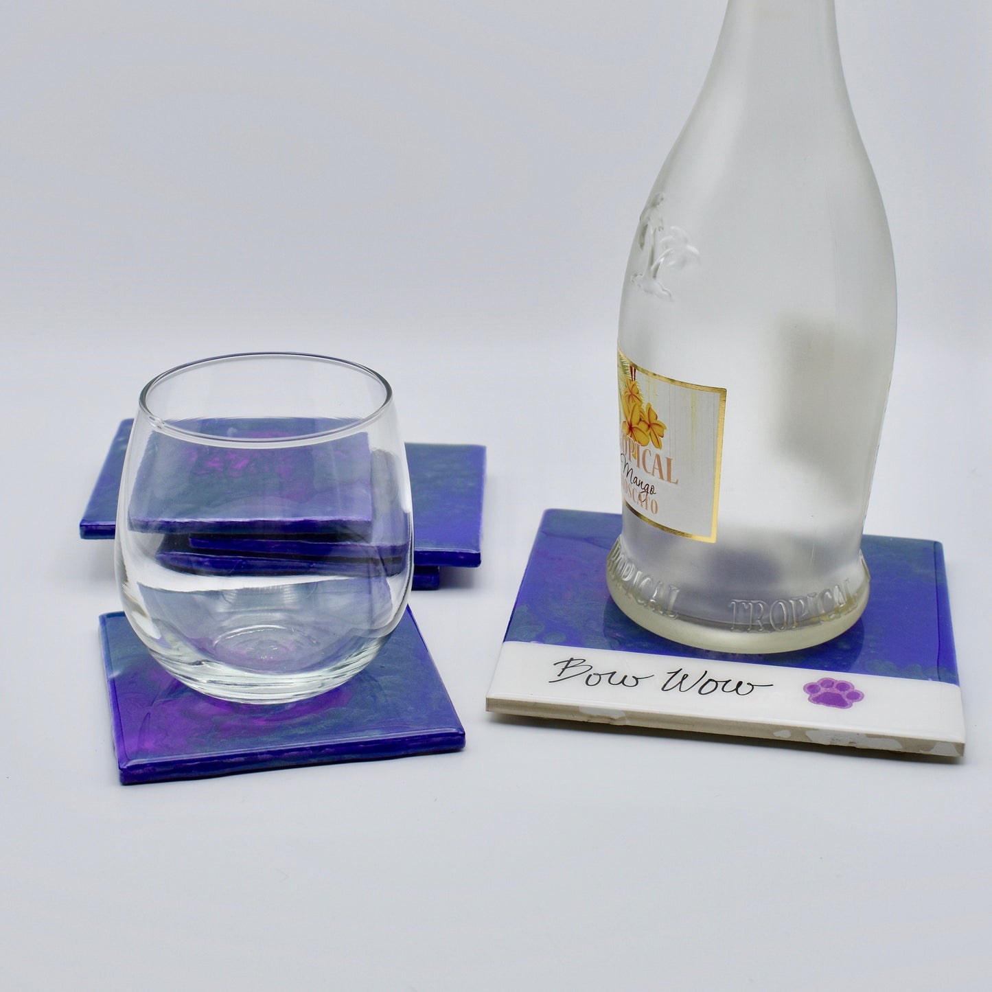 Purple Ceramic Dog Lover Coaster Set (3-piece)