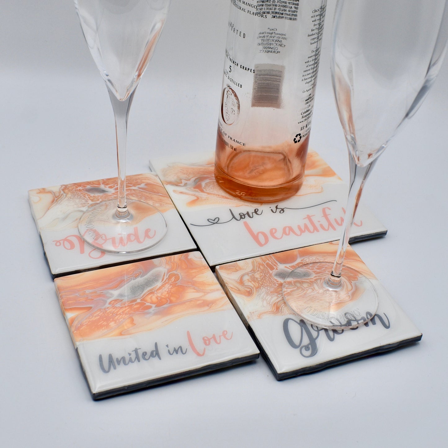 Personalized Wedding Coaster Set • Bridal Shower Gift