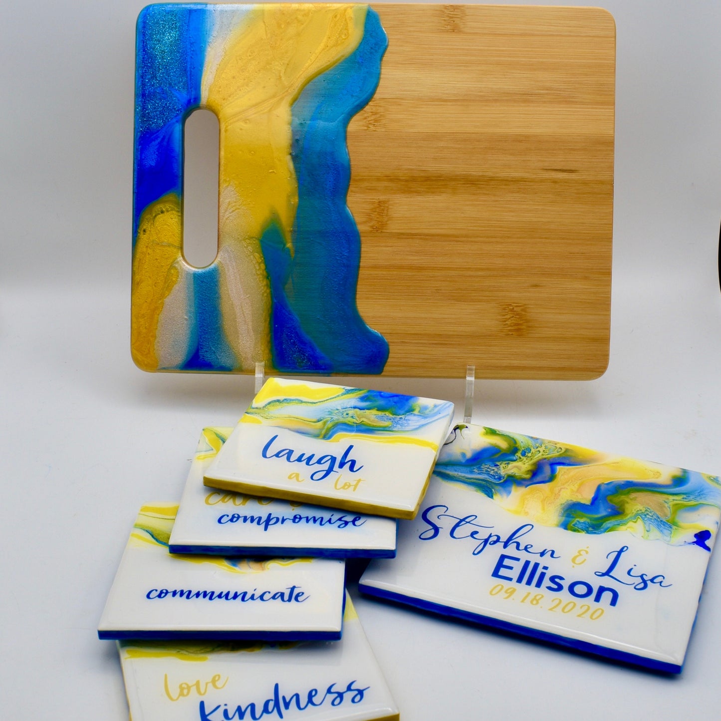 Personalized Wedding Charcuterie Board & Coasters