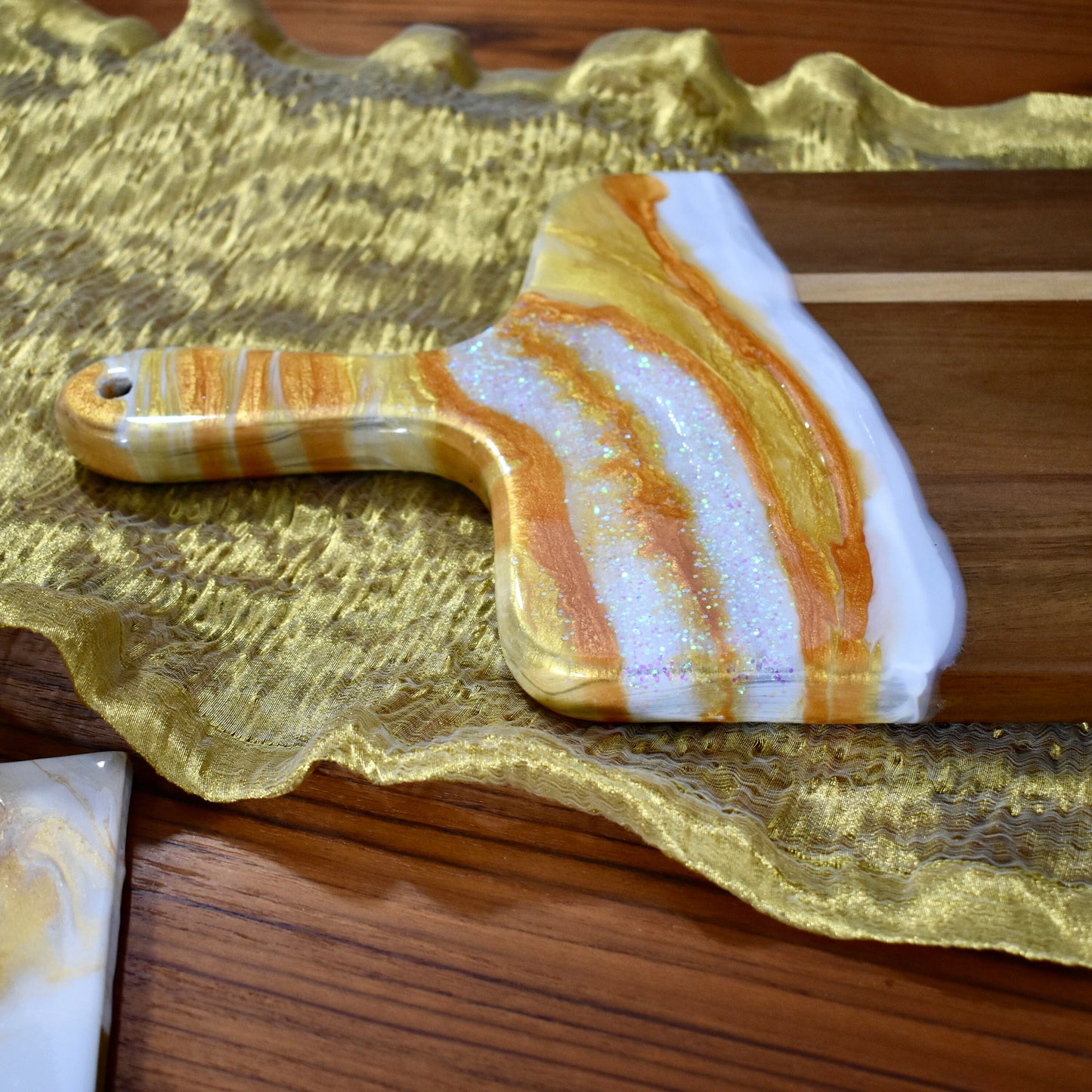 Gold & White Cheese Board Paddle