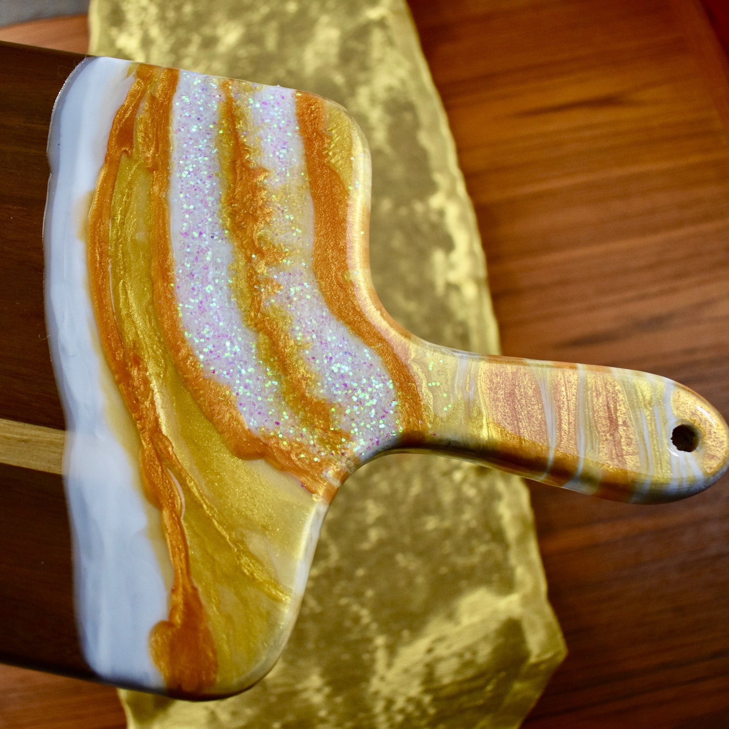 Gold & White Cheese Board Paddle