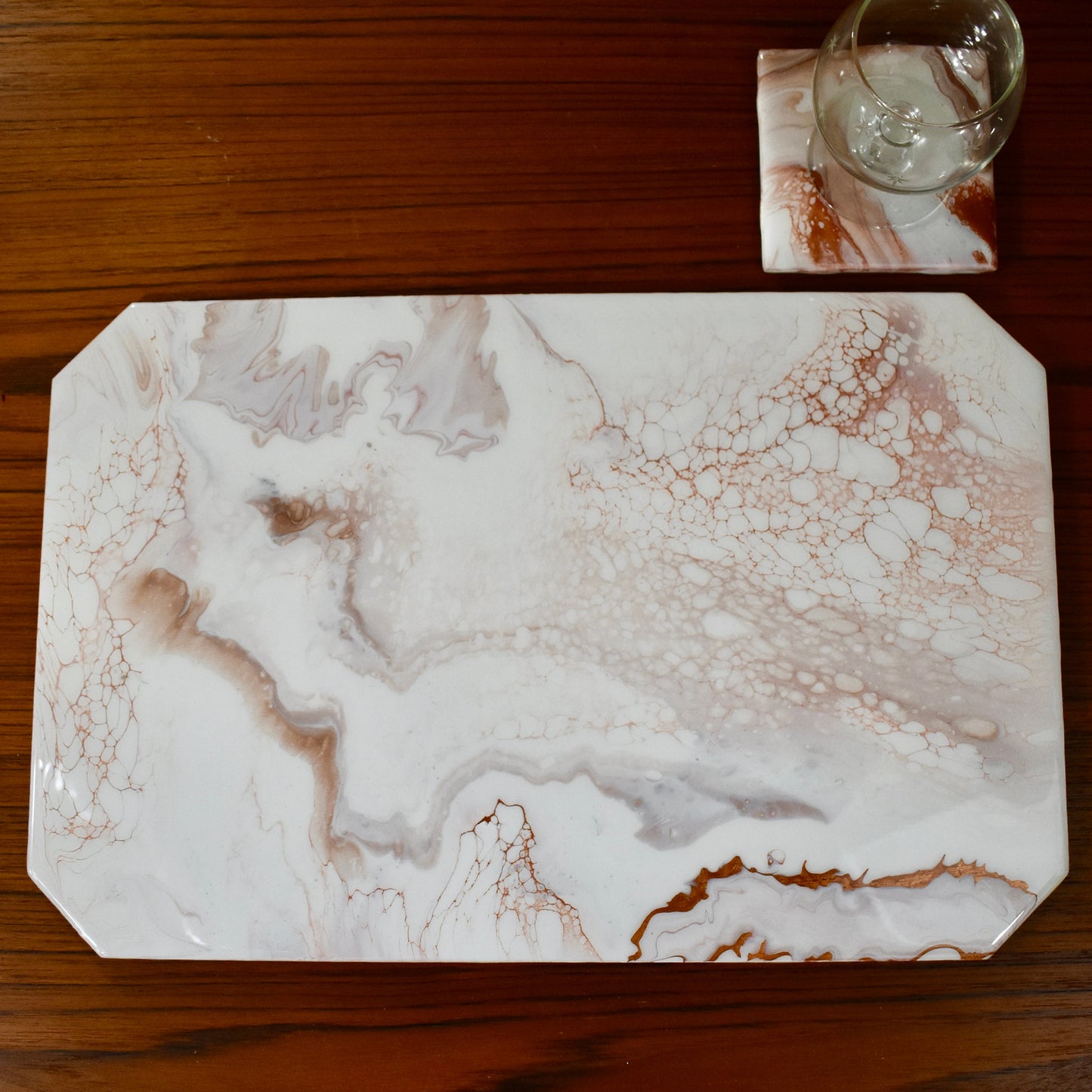 Faux Marble Rectangular Wooden Placemats (4)