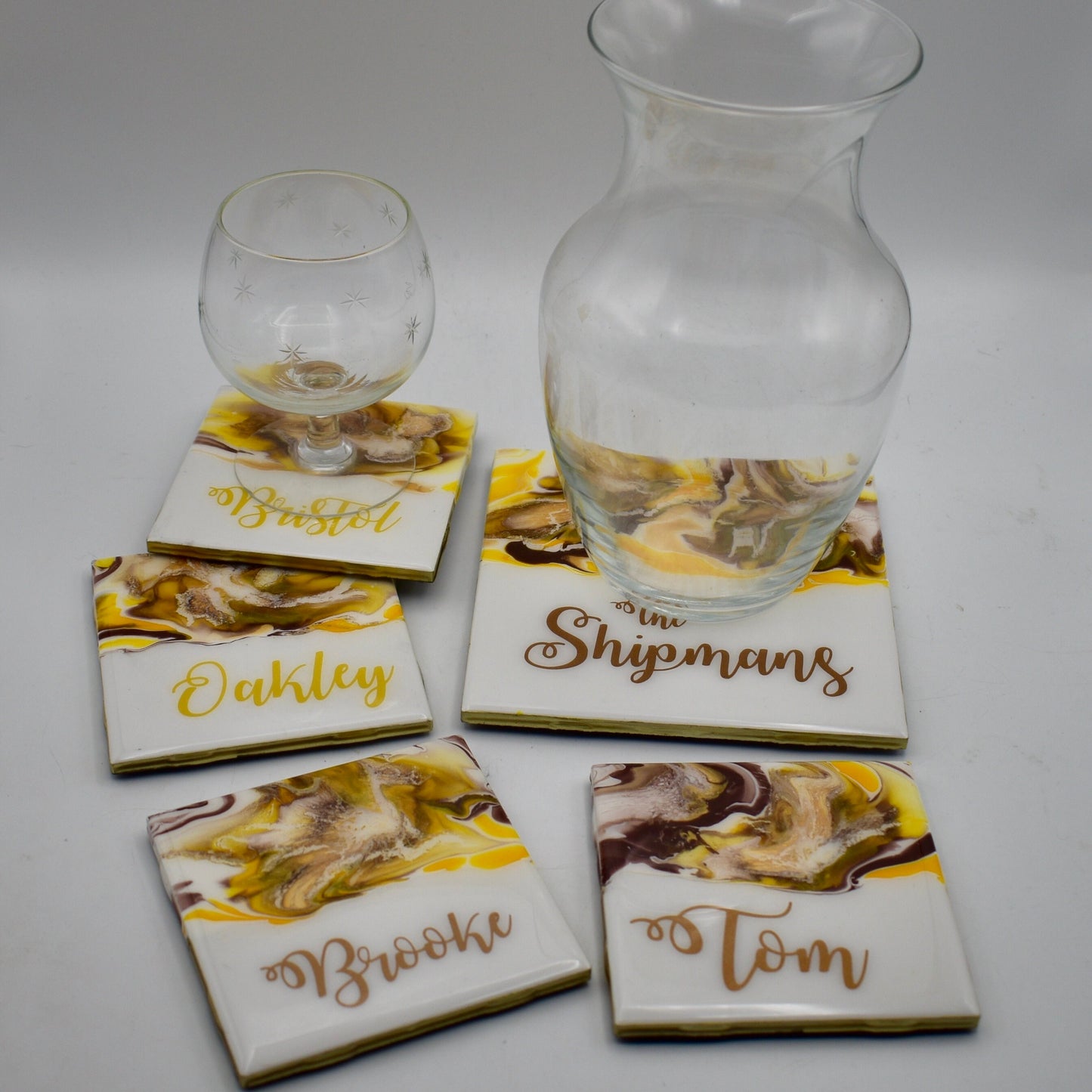 Personalized Family Coasters – Personalized Valentine’s Gift - Personalized Coaster Set – Family Name Coasters - Family Keepsake Coasters