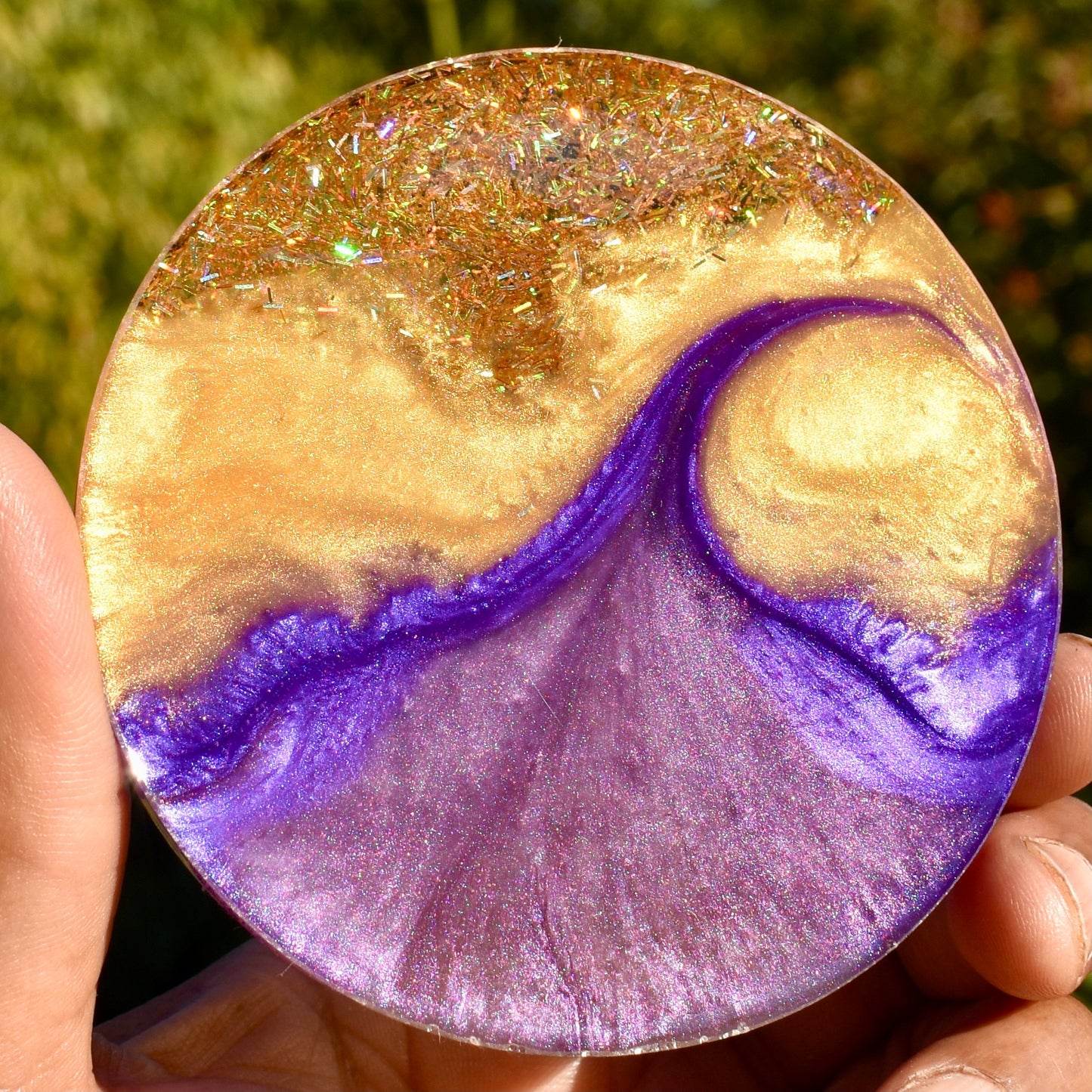 Purple & Gold Coasters with Holder - Fraternity Coaster Set