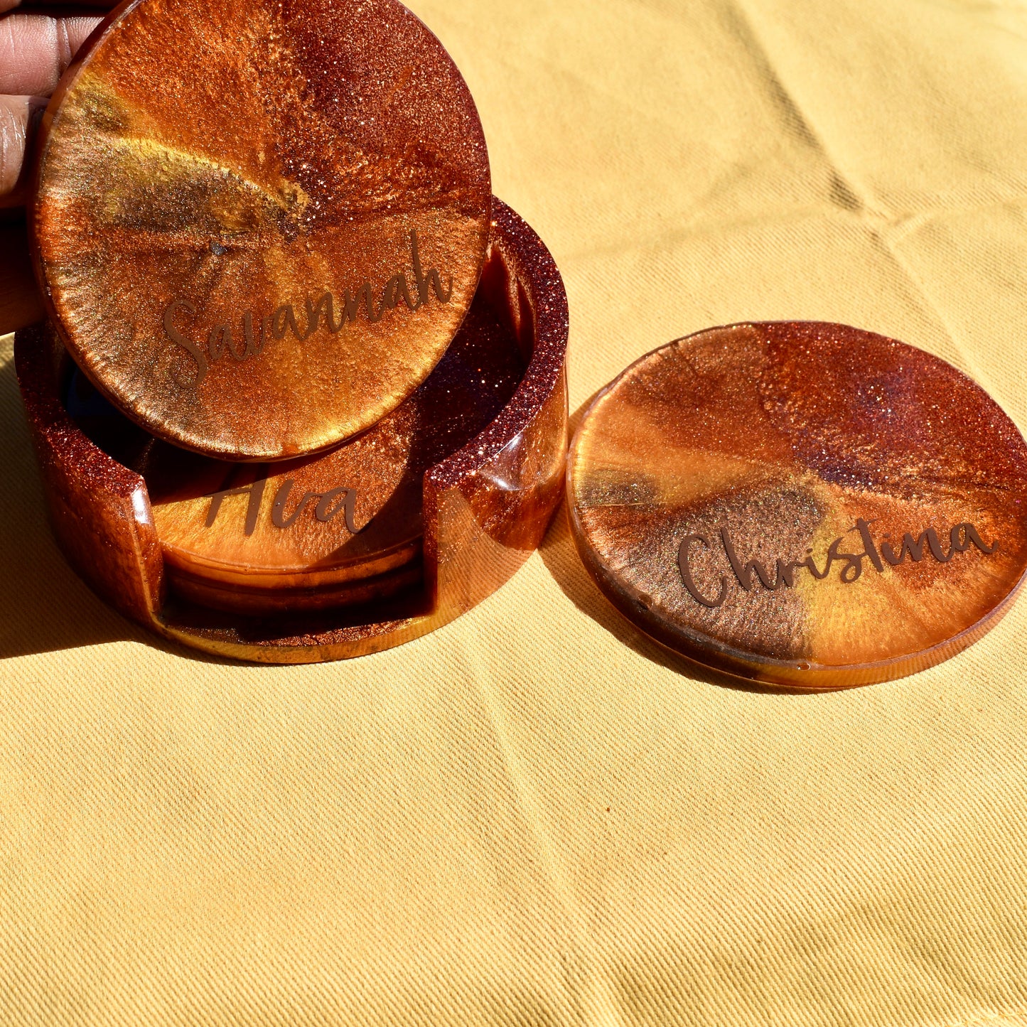 Personalized Coasters w Holder • Custom Coasters Gift
