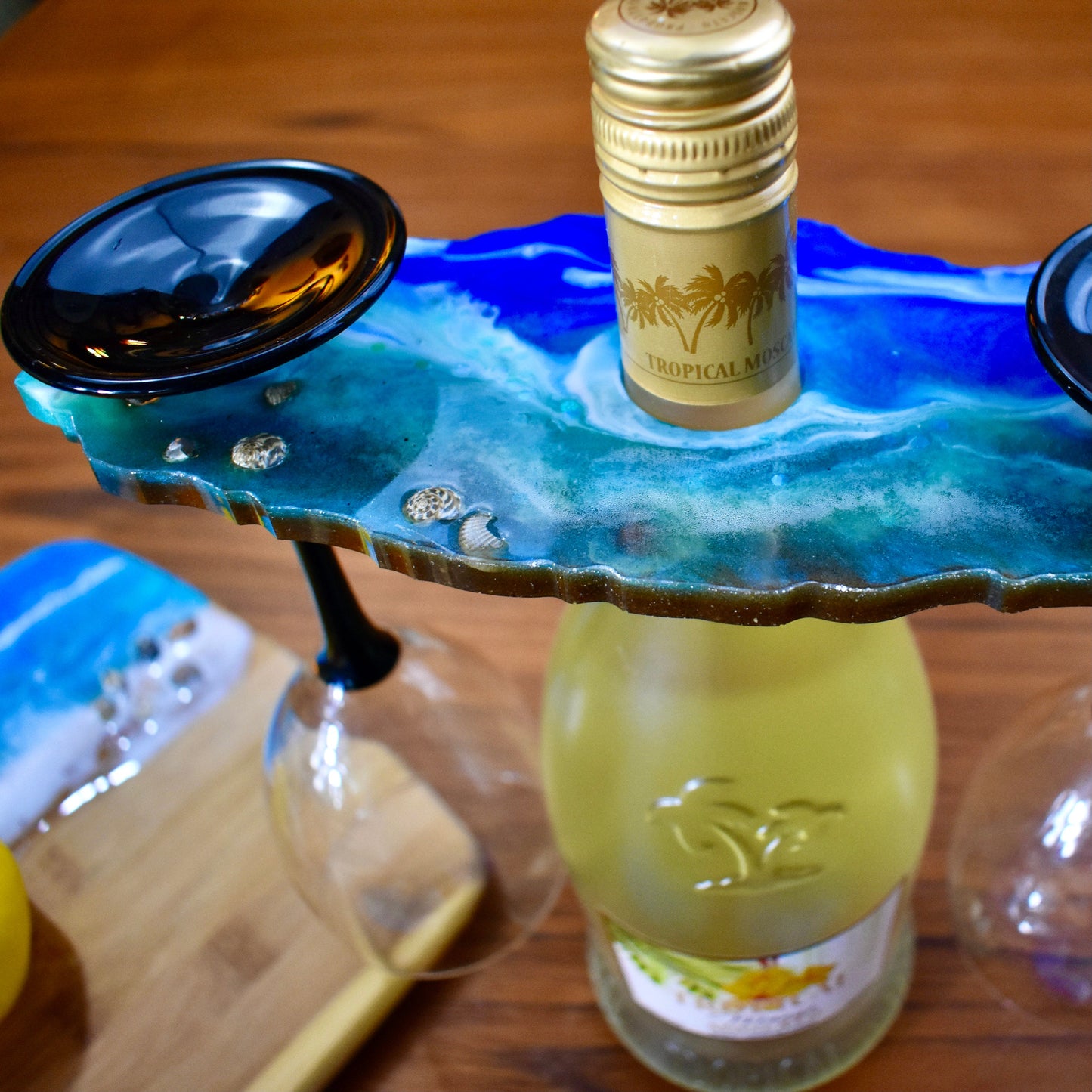Beach Vibe Wine Butler with 2 Coasters