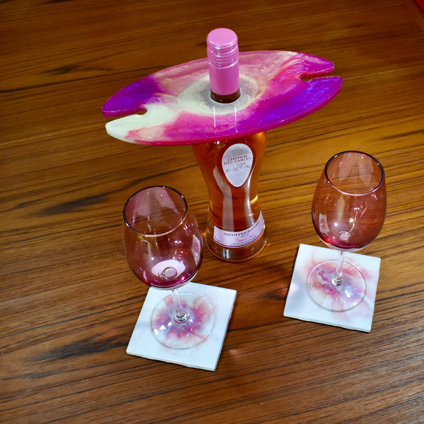 Pink & White/Purple & White Wine Butler-Bottle Caddy