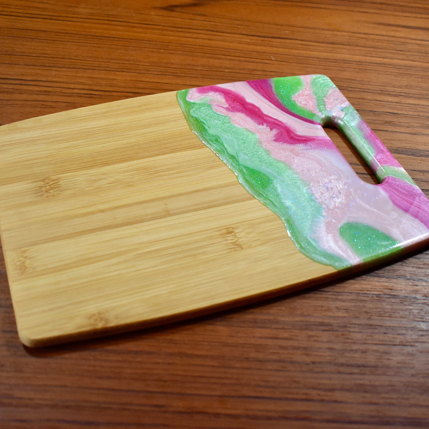 Pink & Green Bamboo Charcuterie Board
