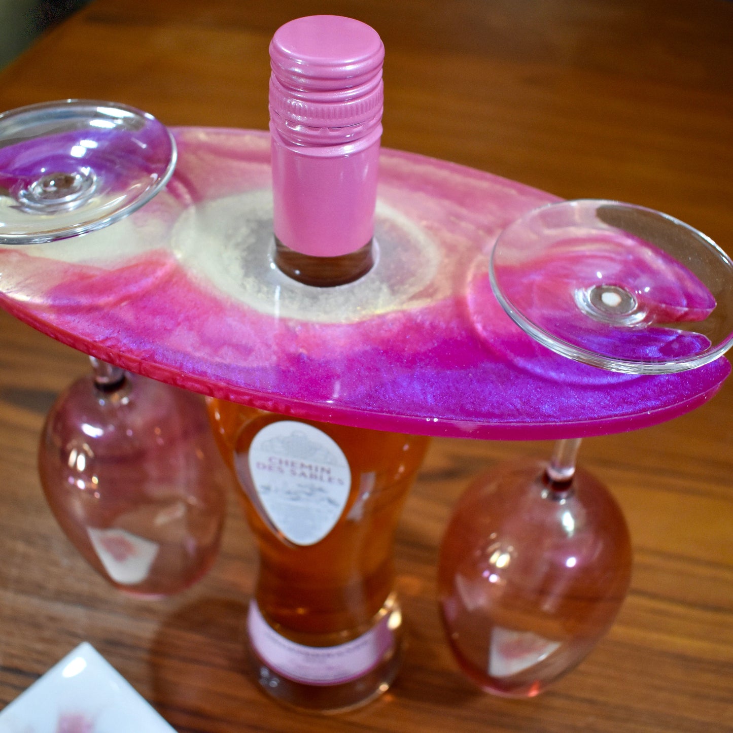 Pink & White/Purple & White Wine Butler-Bottle Caddy