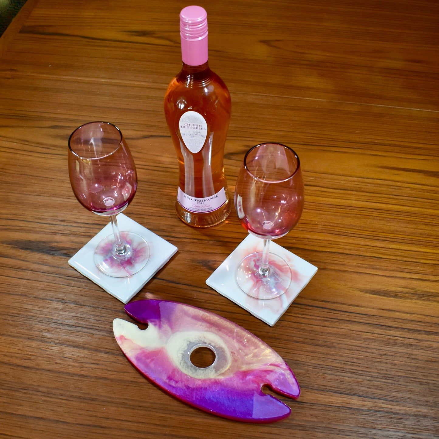 Pink & White/Purple & White Wine Butler-Bottle Caddy