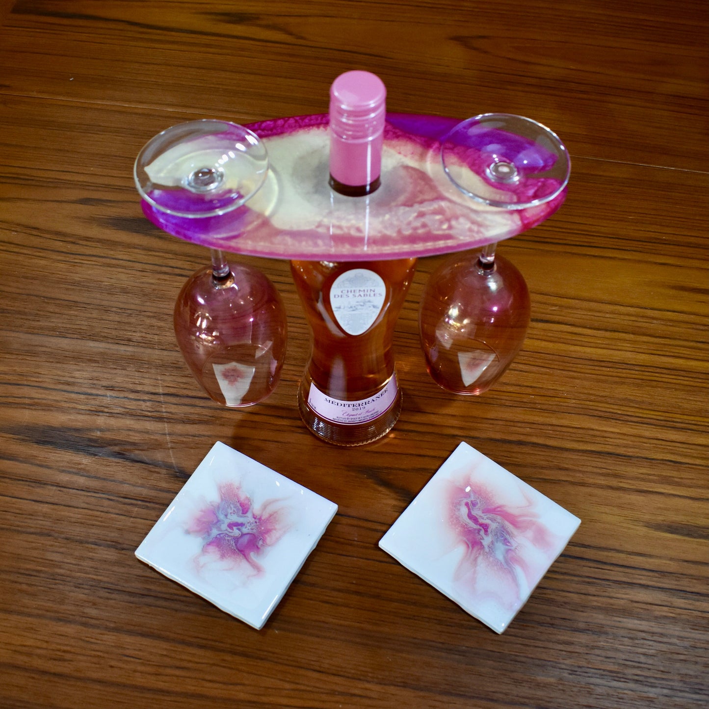 Pink & White/Purple & White Wine Butler-Bottle Caddy