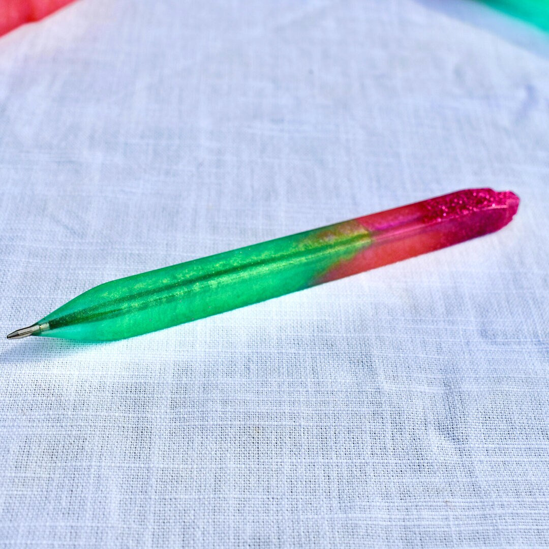 Personalized Pink & Green Ink Pen Set w Case
