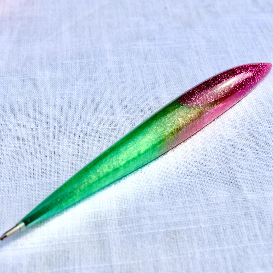 Personalized Pink & Green Ink Pen Set w Case