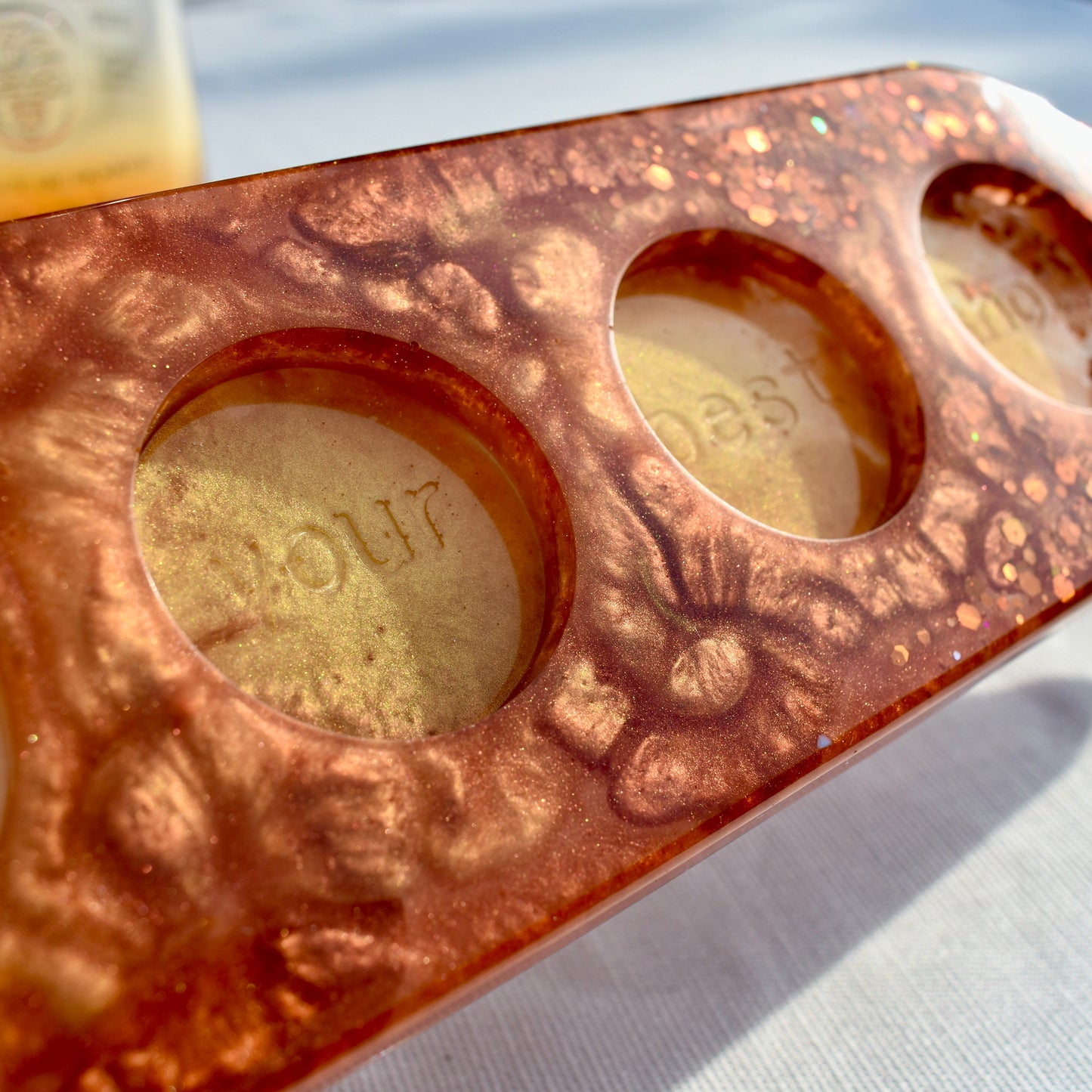 Copper Colored Shot Glass Holder • Shot Glass Paddle • Beer Flight