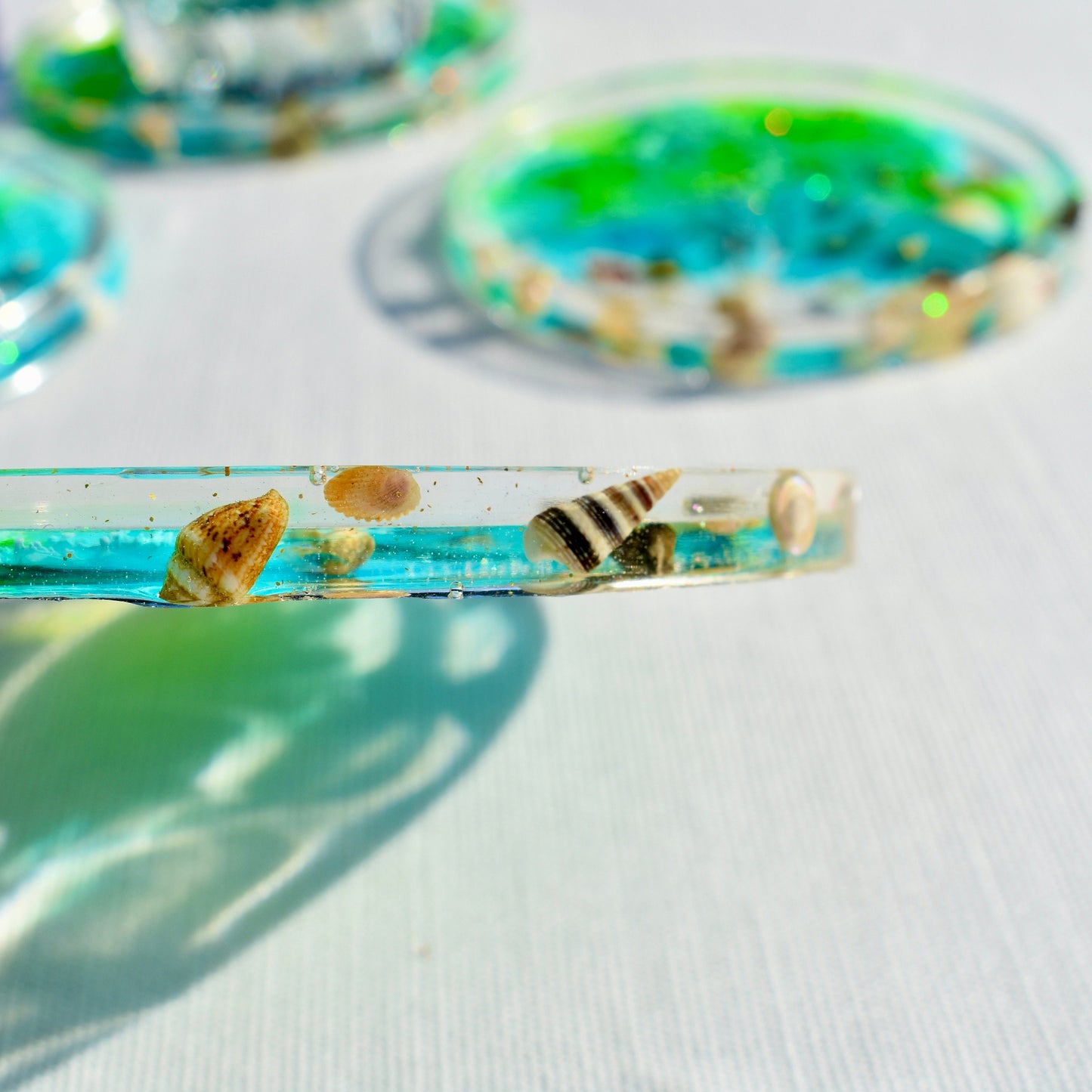 Underwater Coasters – Ocean Themed Coasters – Sea Shell Coaster Set – Summer Coaster Set – Beach Home Décor - Summer Hostess Gift