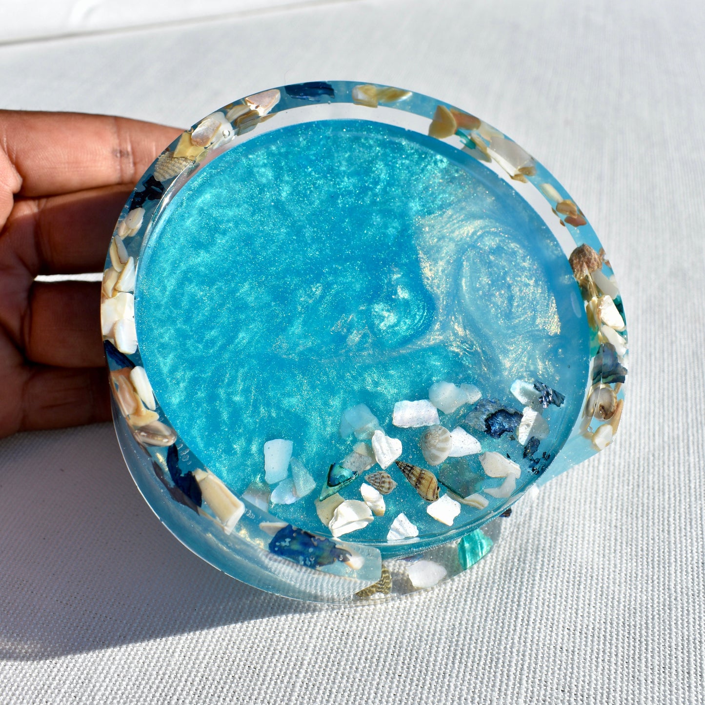 Seashell Coasters with Holder (Assorted Colors)