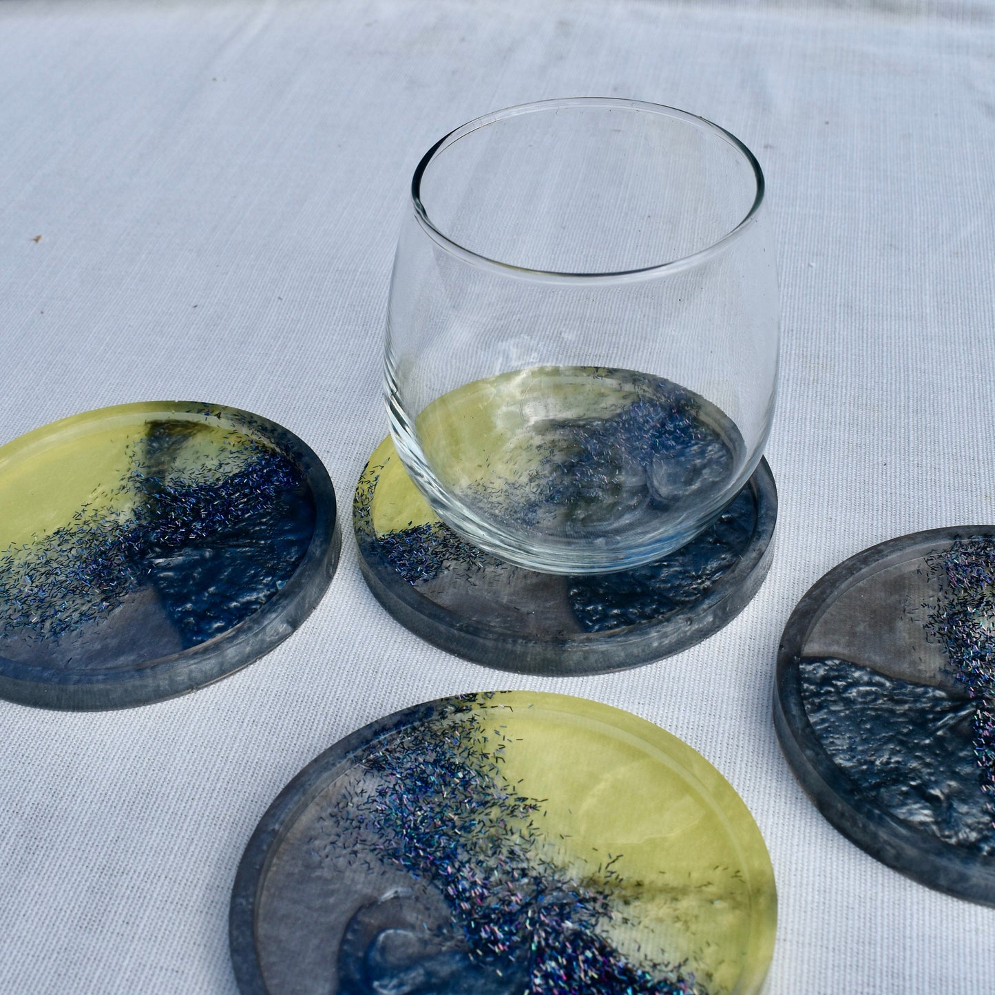 Gray & Yellow Resin Coasters • Coasters for Dad