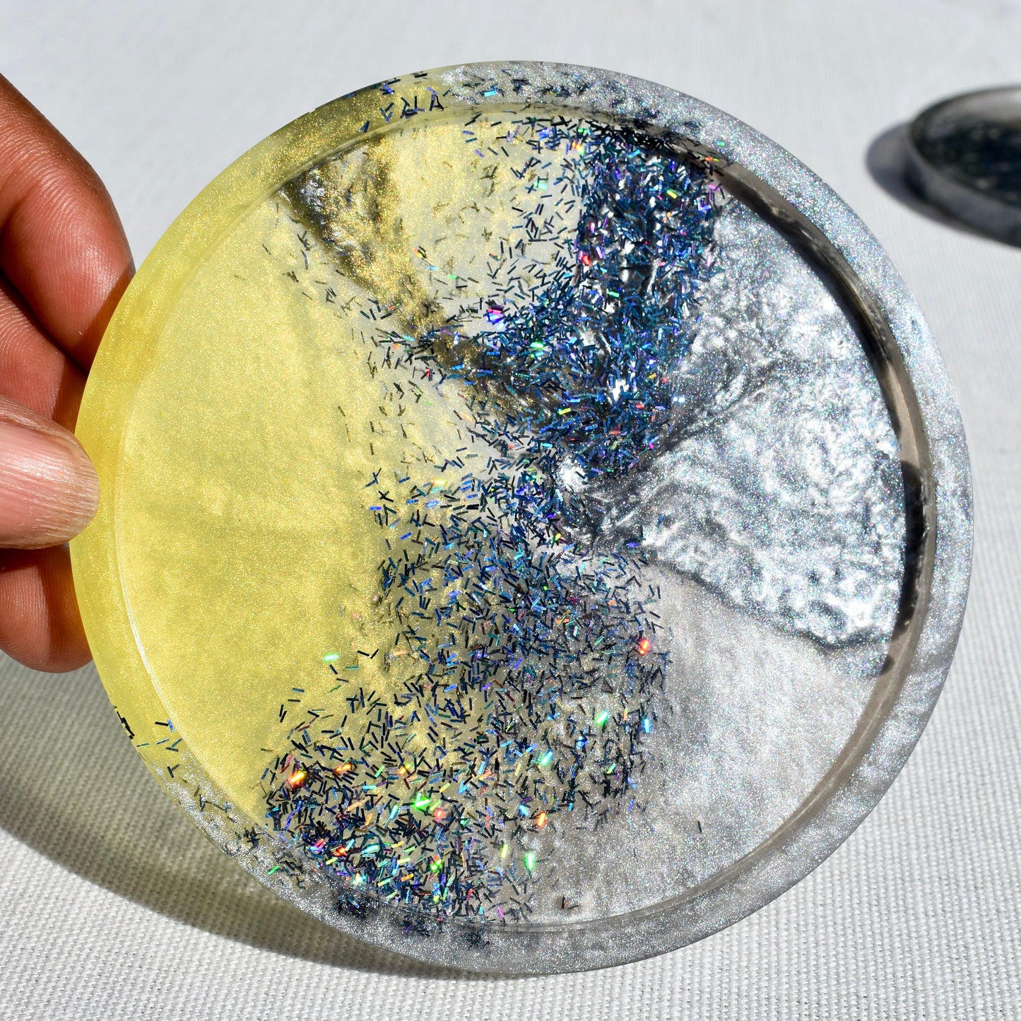 Gray & Yellow Resin Coasters • Coasters for Dad