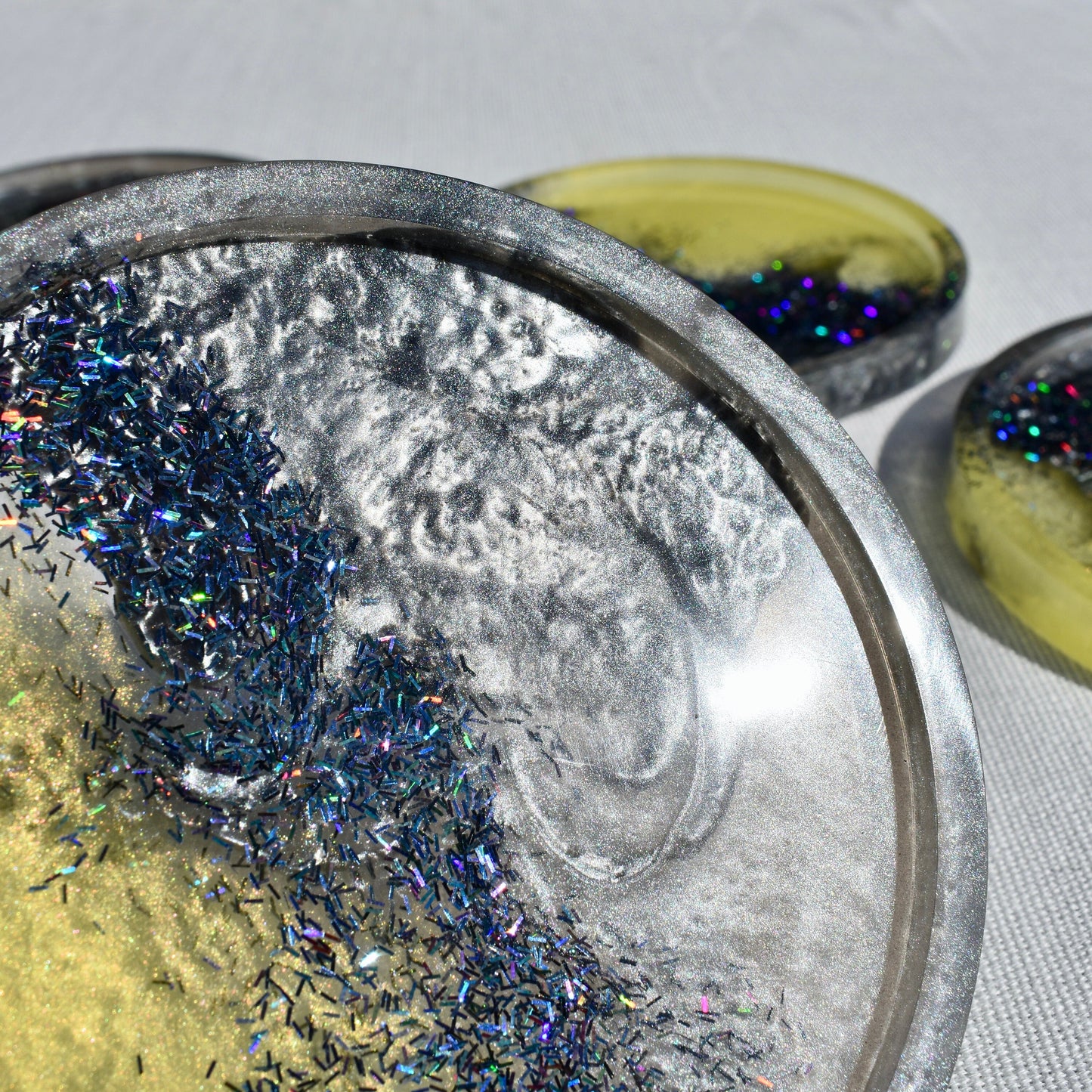 Gray & Yellow Resin Coasters • Coasters for Dad