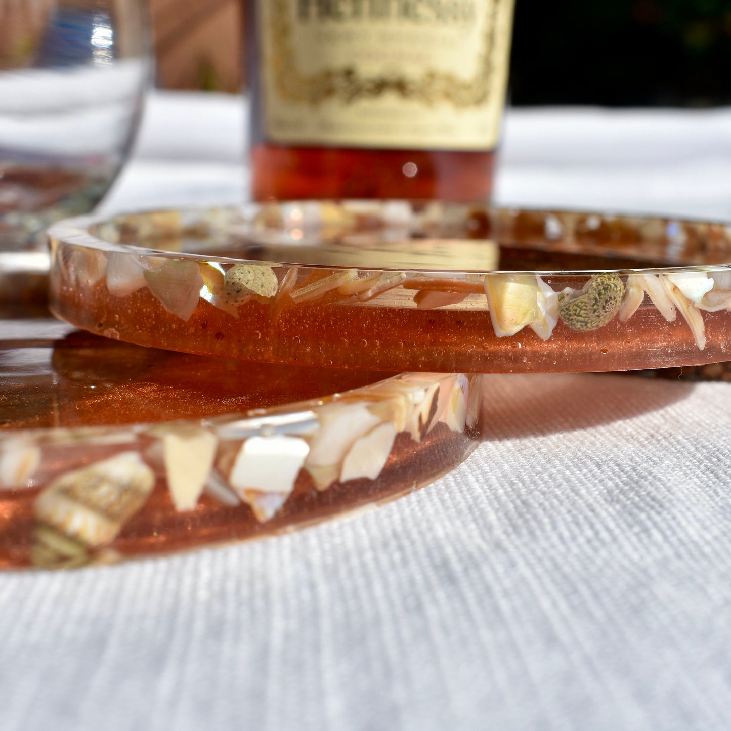 Fall Hues Coasters with Abalone Shells (Asst. Colors - set of 4)