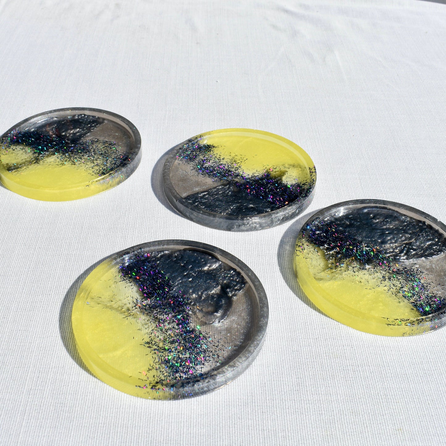 Gray & Yellow Resin Coasters • Coasters for Dad