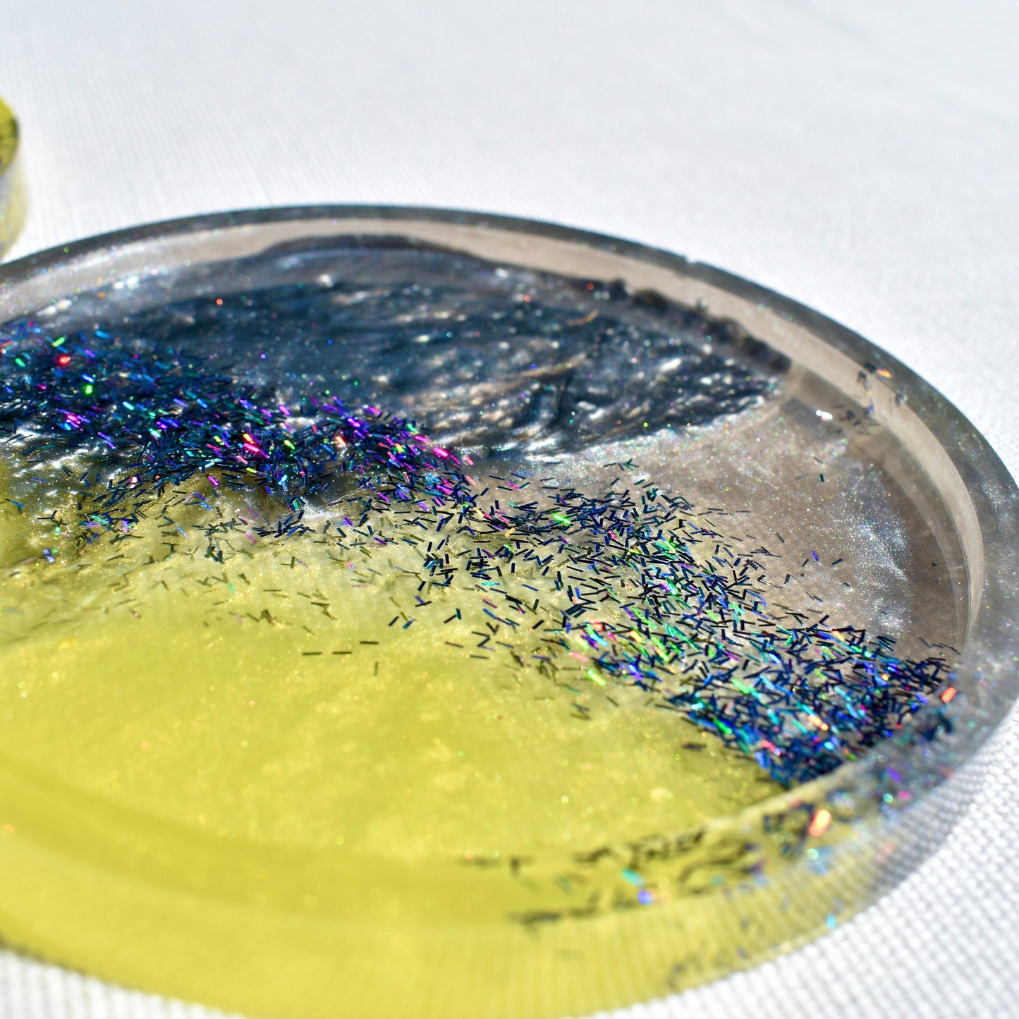 Gray & Yellow Resin Coasters • Coasters for Dad