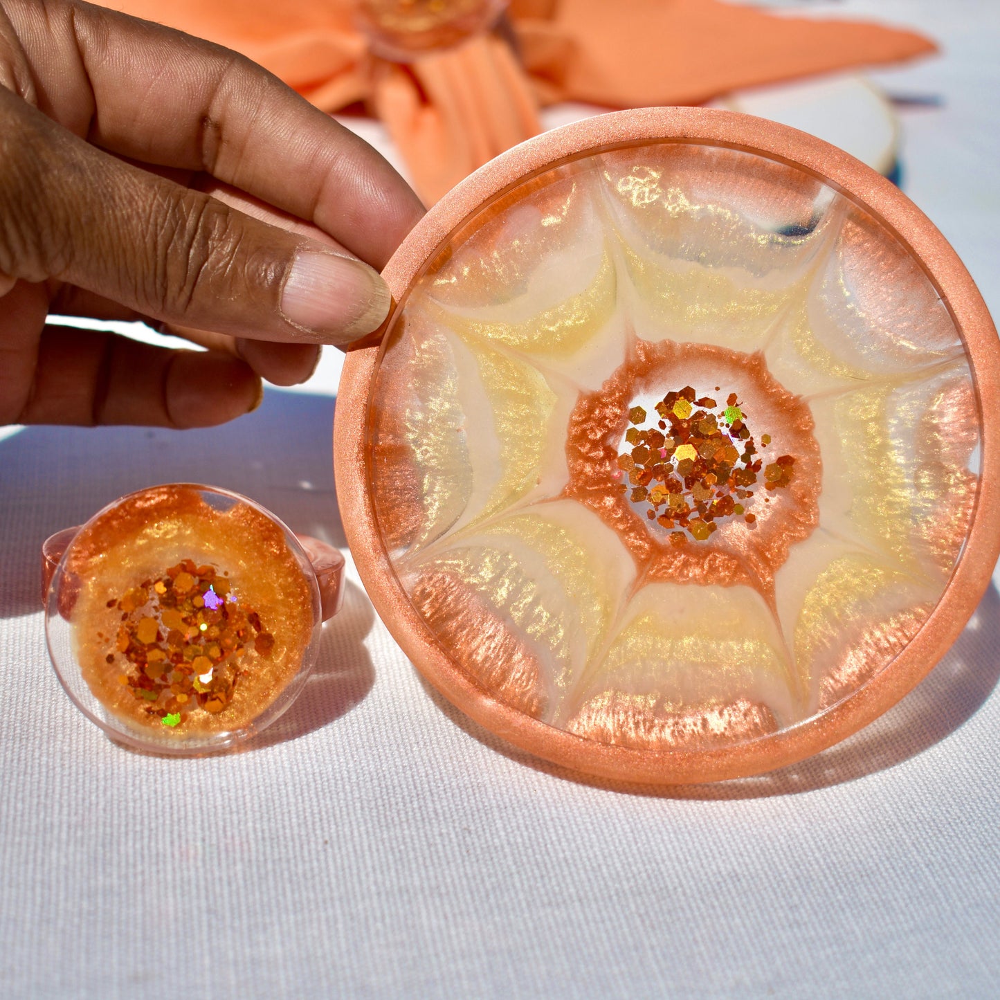 Yellow Orange Napkin Ring Set (4)