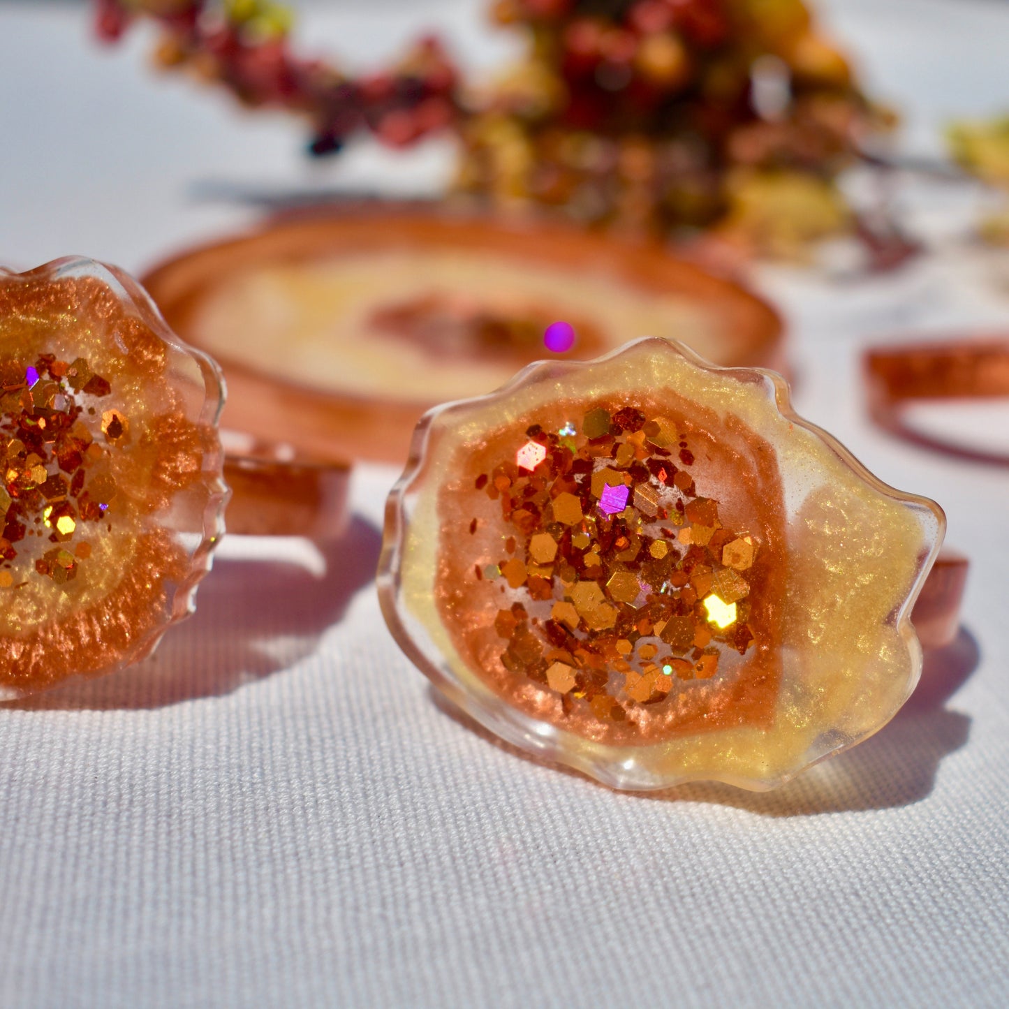 Yellow Orange Napkin Ring Set (4)